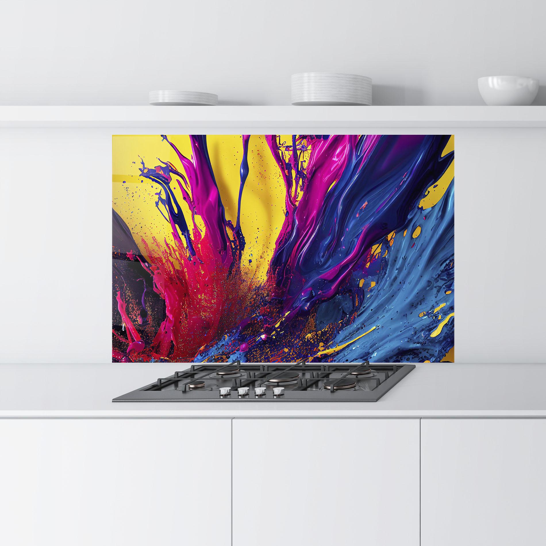 Küchenrückwand Glas Purple And Blue Splash mockup 9