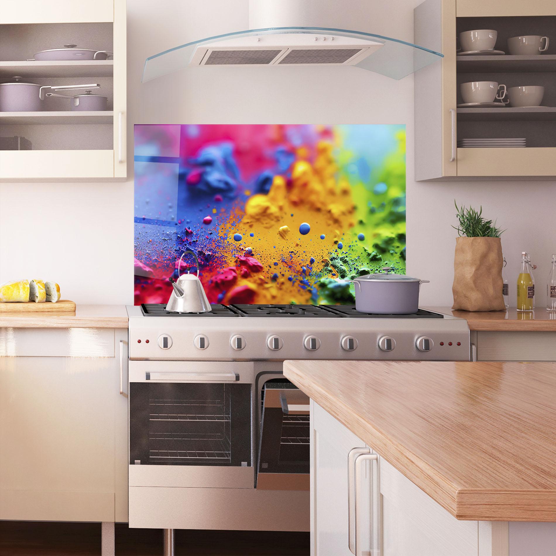 Küchenrückwand Glas Acrylic Yellow Texture mockup 1