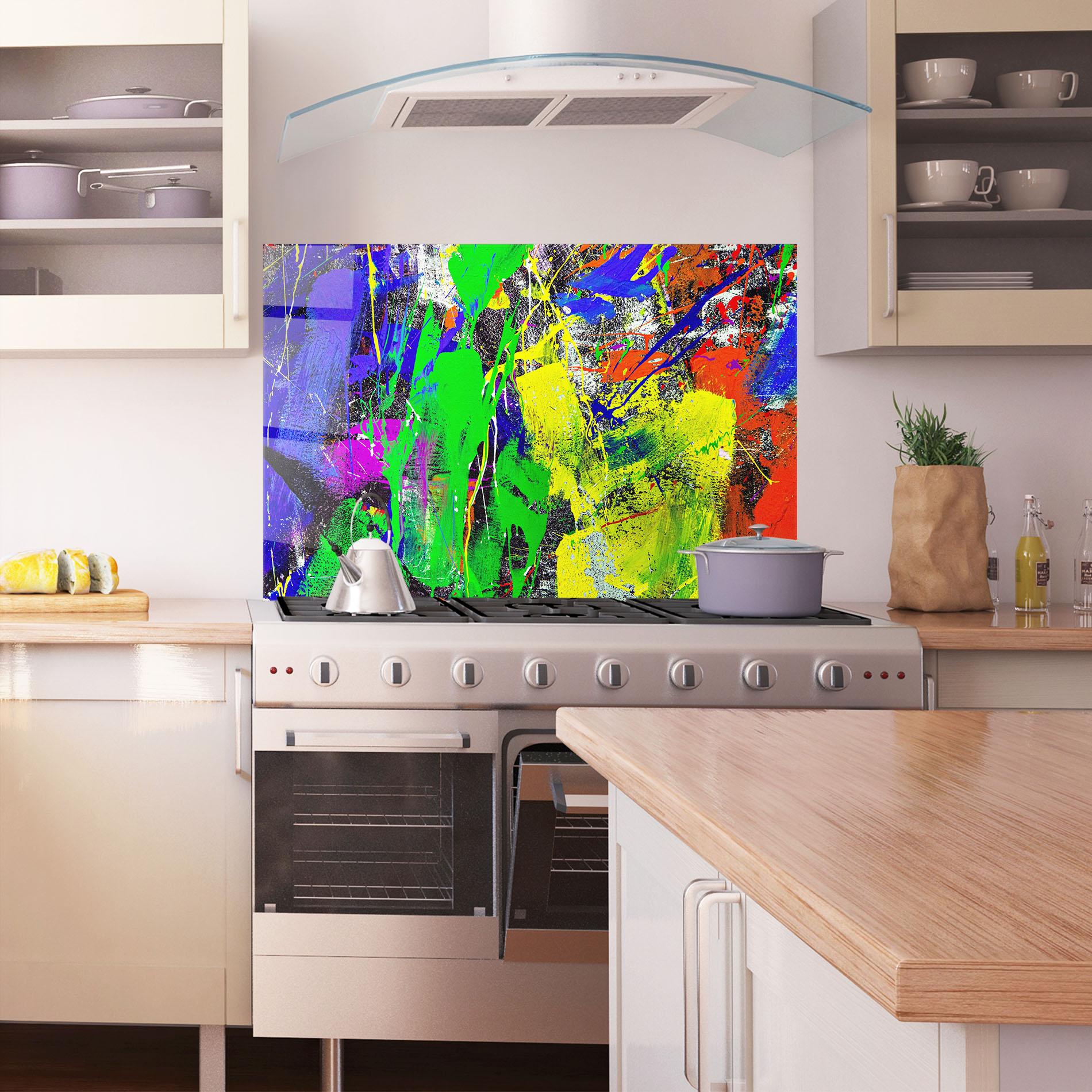 Küchenrückwand Glas Color Mix Abstract mockup 1