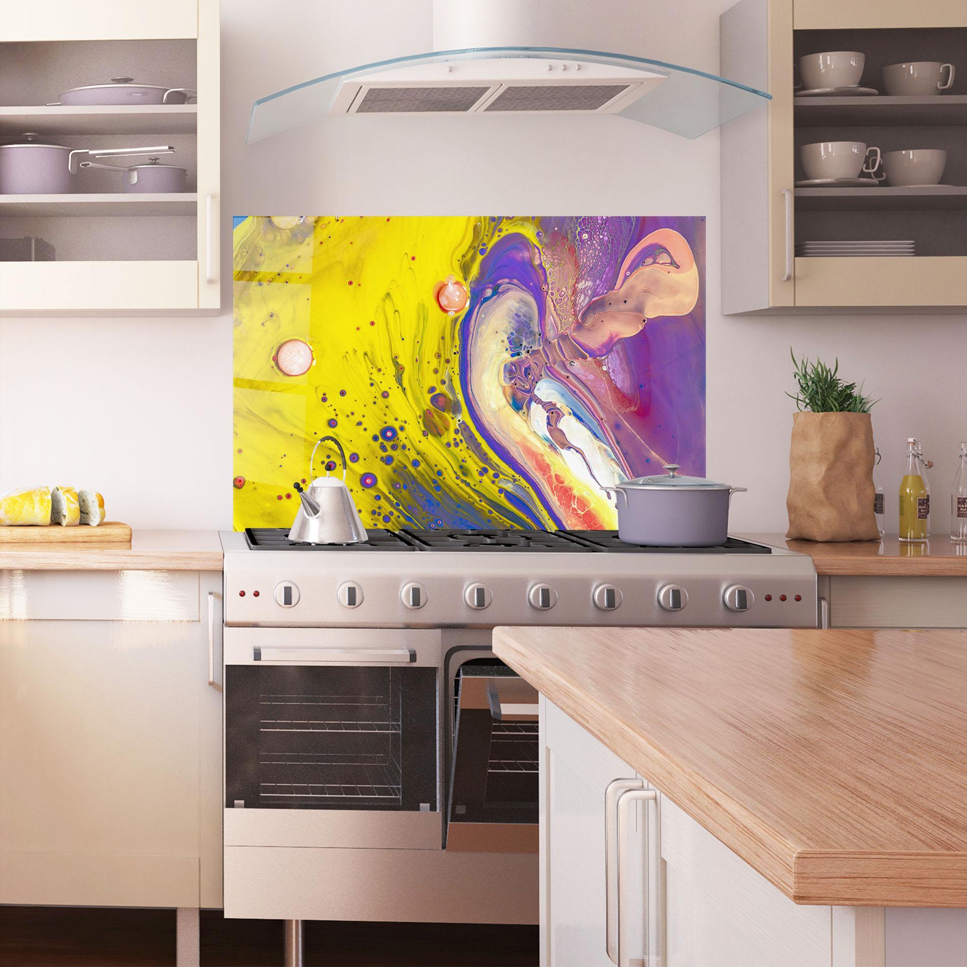 Küchenrückwand Glas Colorful Liquid Marble mockup 1