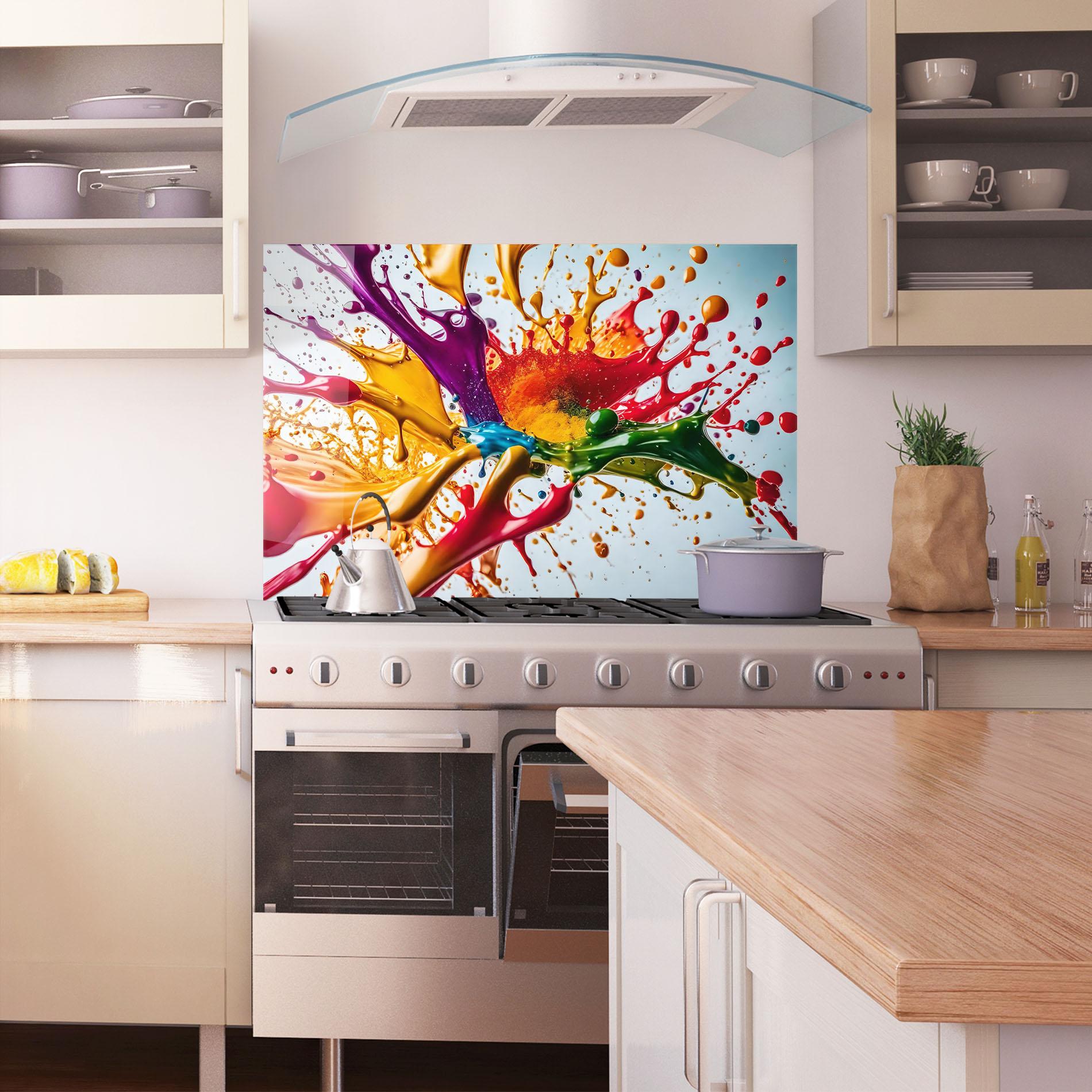Küchenrückwand Glas Colorful Yellow Rainbow mockup 1