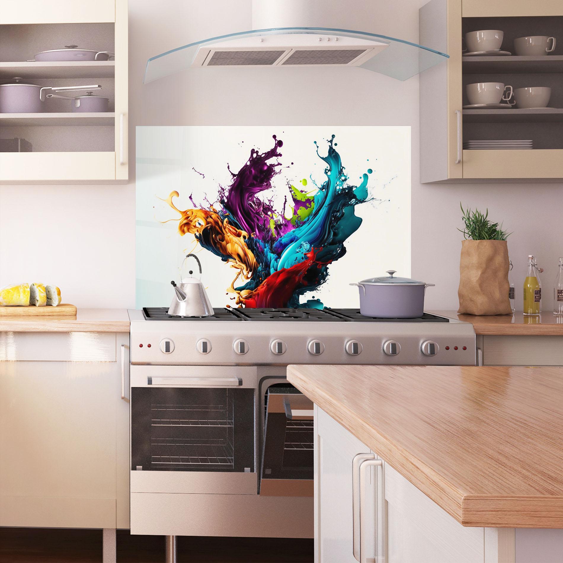Küchenrückwand Glas Dark Purple Splash mockup 1