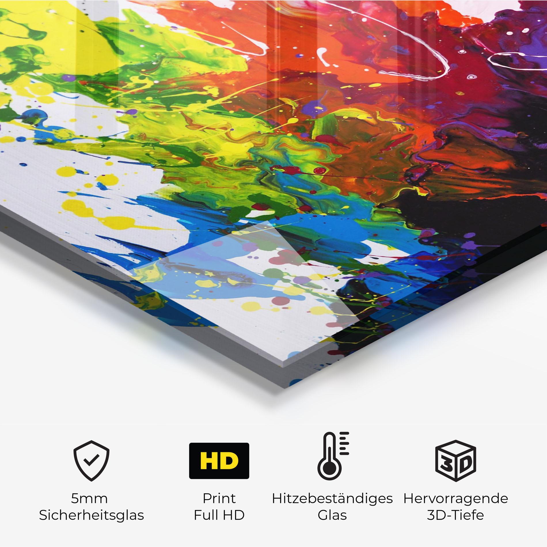 Küchenrückwand Glas Blue Purple Exploding mockup 2