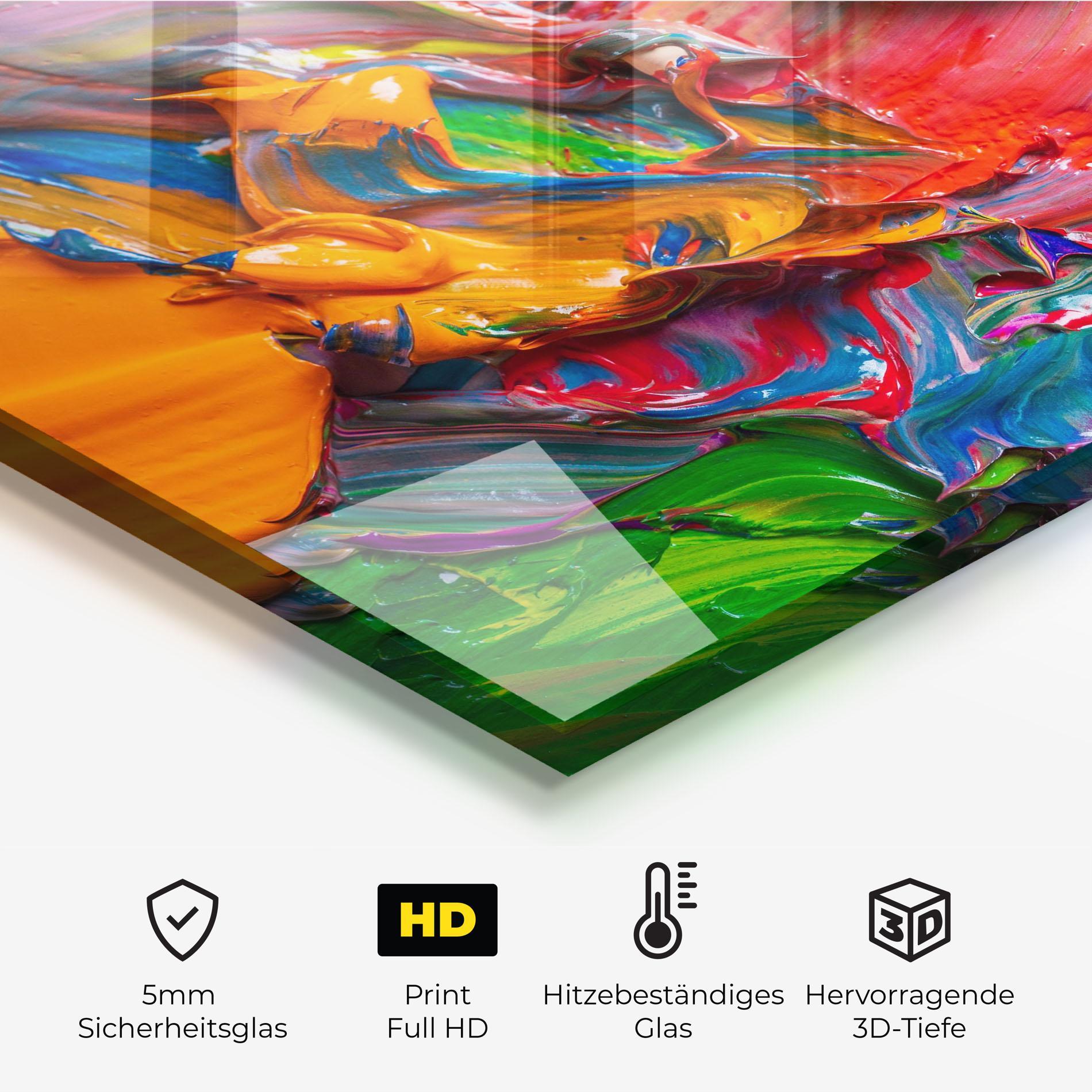 Küchenrückwand Glas Bright Oil Colors mockup 2