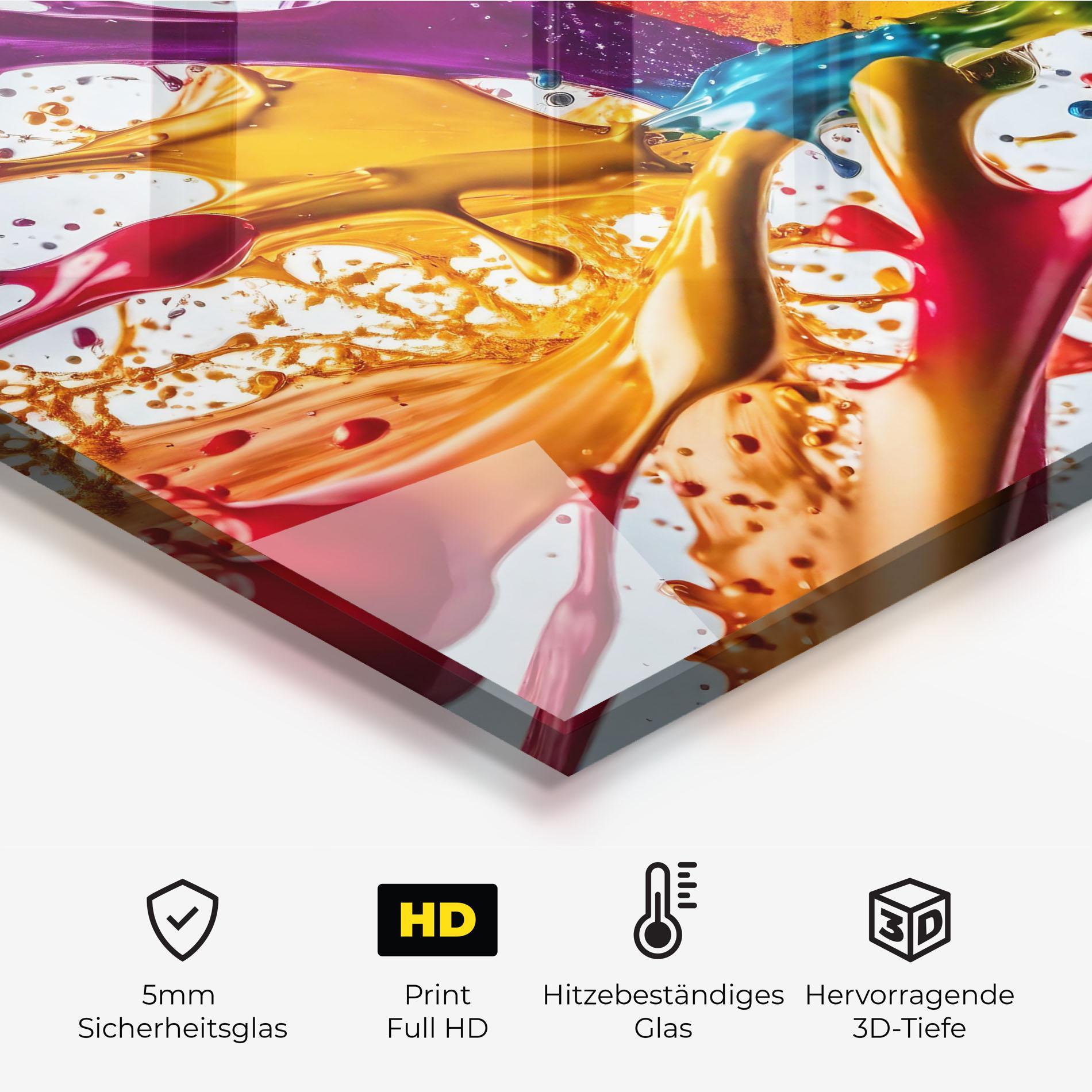 Küchenrückwand Glas Colorful Yellow Rainbow mockup 2