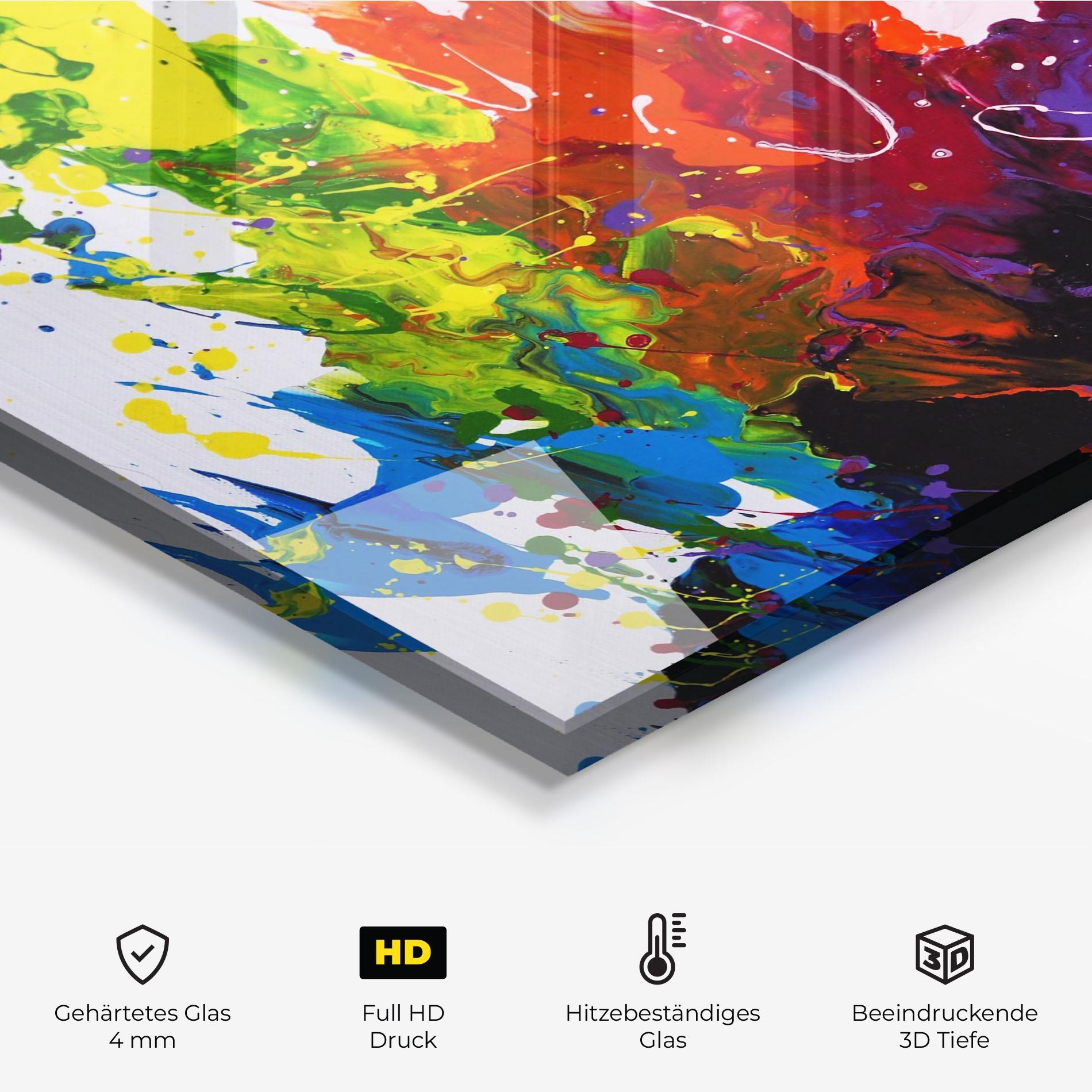 Küchenrückwand Glas Blue Purple Exploding mockup 2