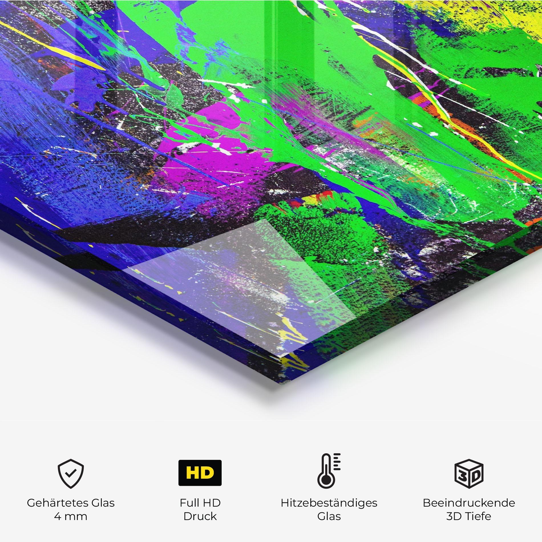 Küchenrückwand Glas Color Mix Abstract mockup 2