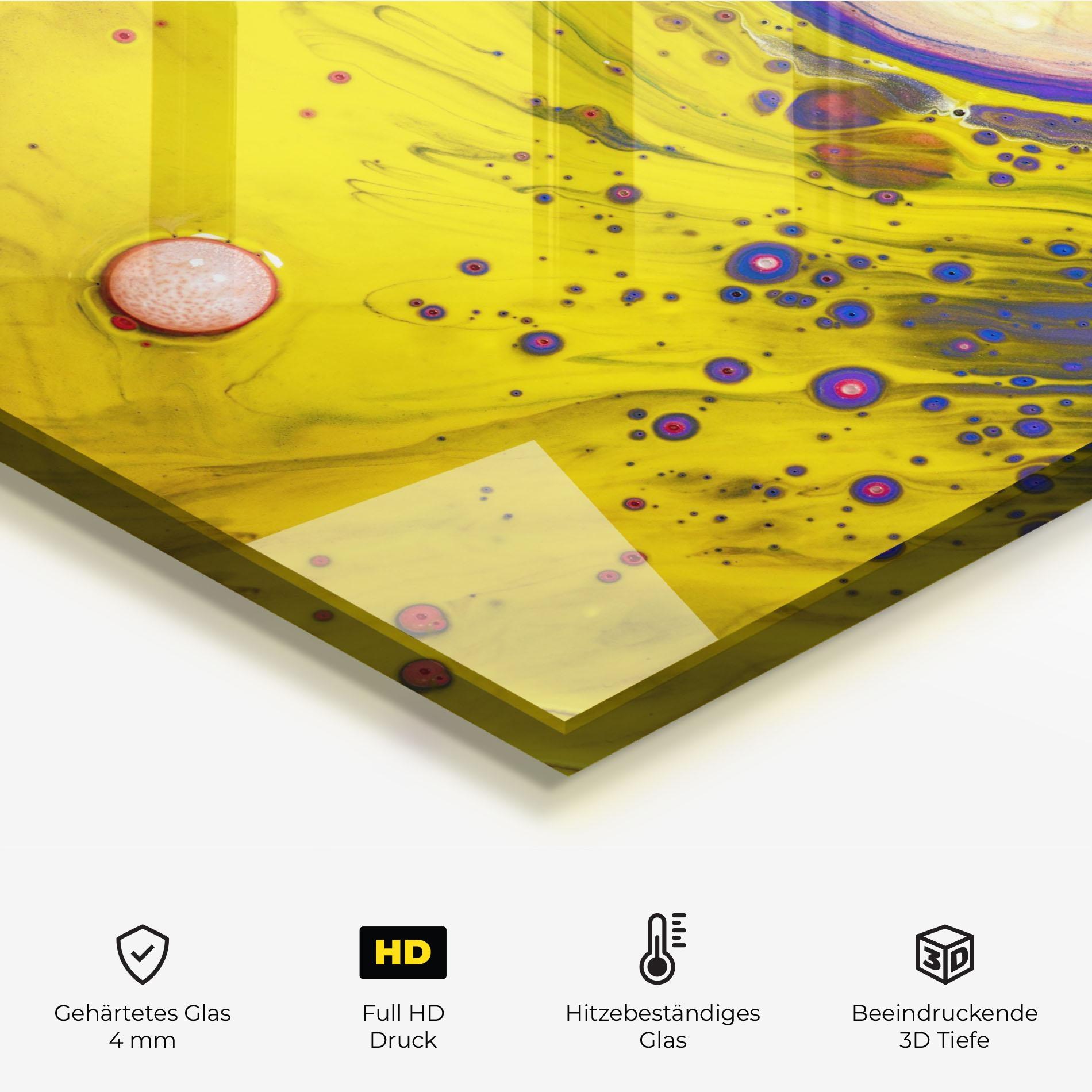 Küchenrückwand Glas Colorful Liquid Marble mockup 2