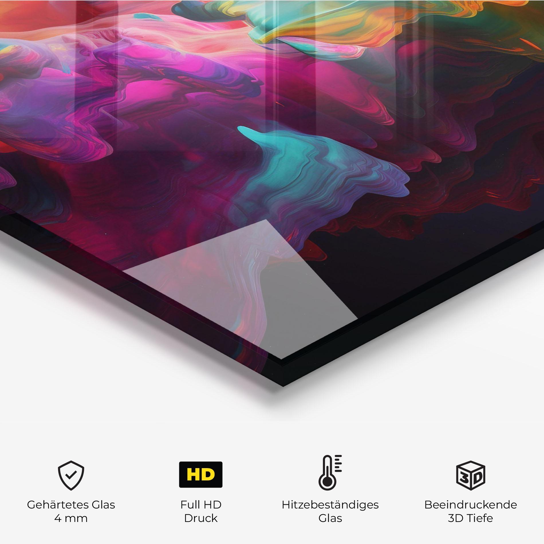 Küchenrückwand Glas Colorful Smoke mockup 2