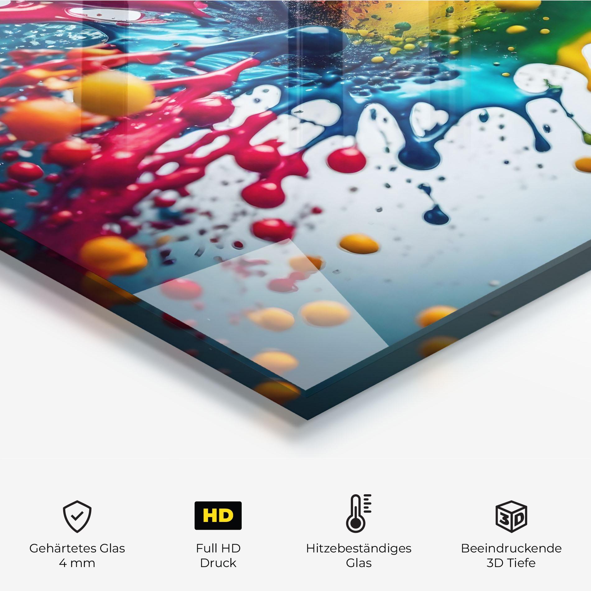 Küchenrückwand Glas Colorful Splash Rainbow mockup 2