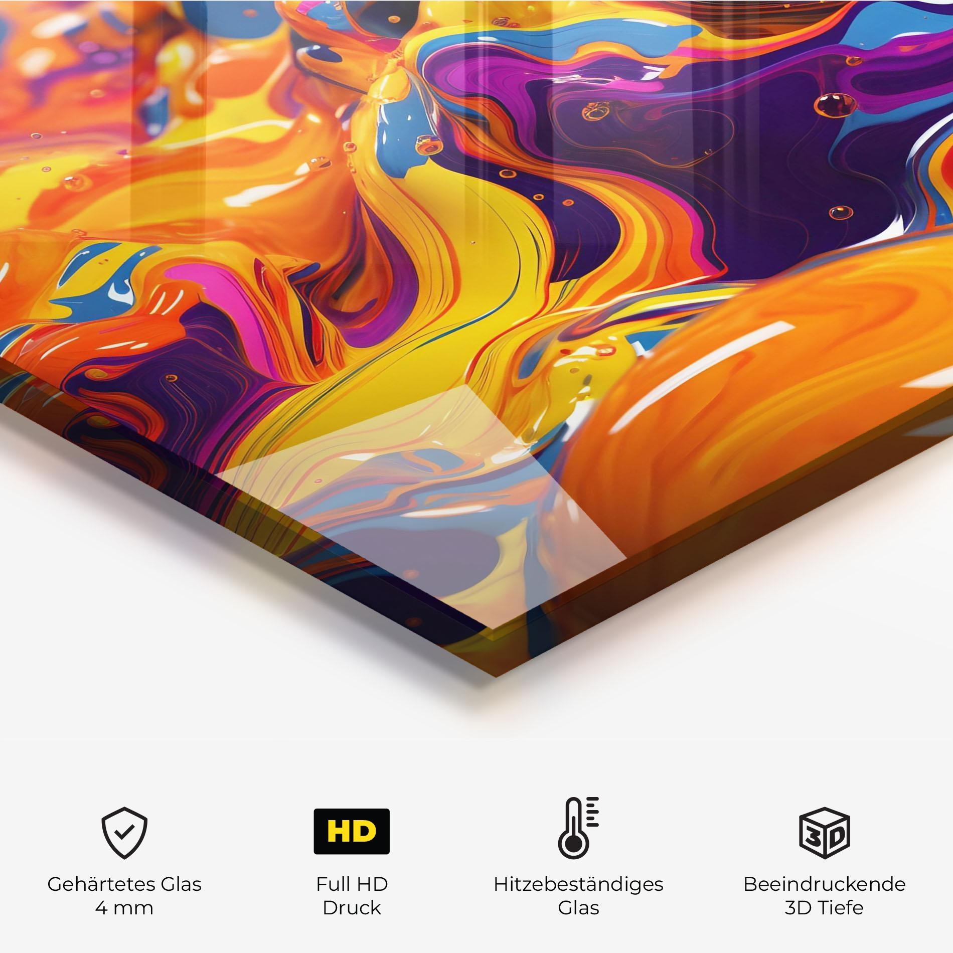 Küchenrückwand Glas Colorful Waves mockup 2