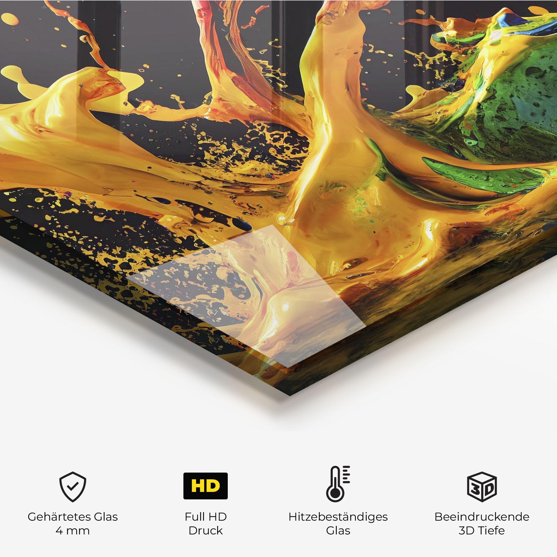 Küchenrückwand Glas Floating Yellow Splay mockup 2