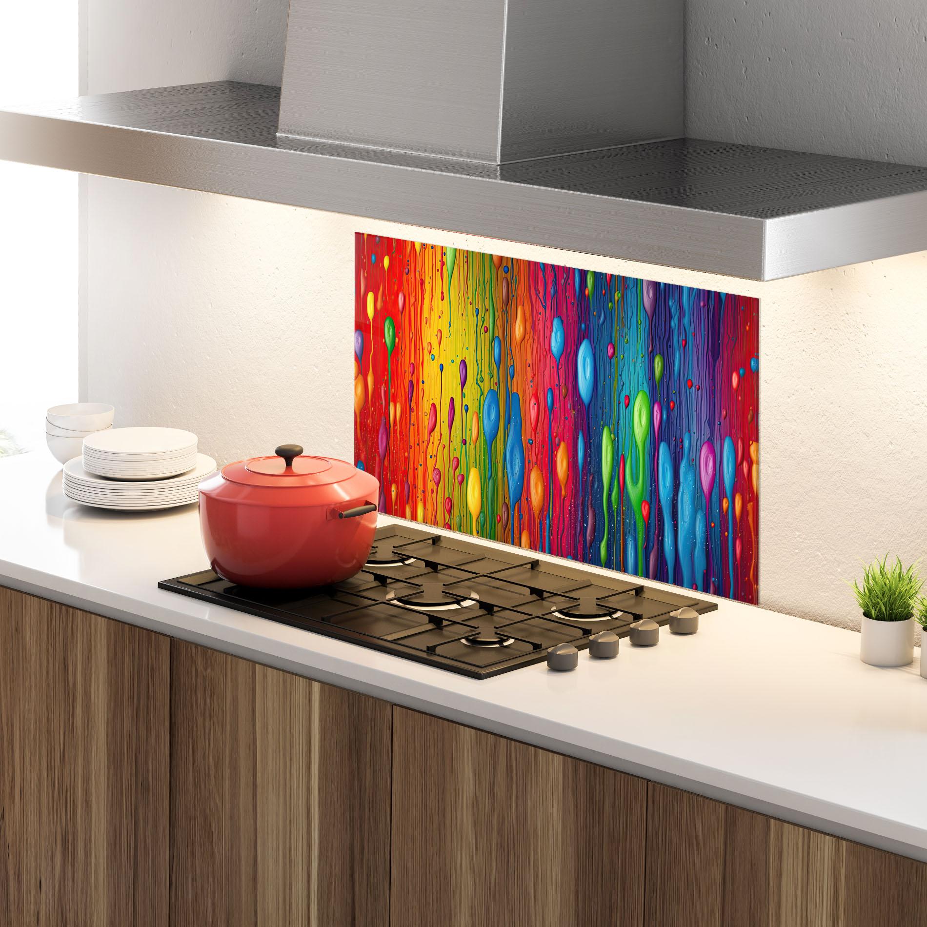 Küchenrückwand Glas Abstract Rainbow Pattern mockup 4
