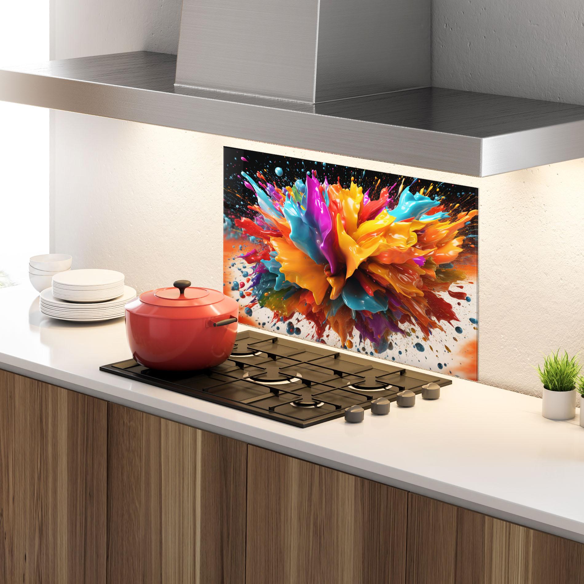 Küchenrückwand Glas Abstract Splash mockup 4