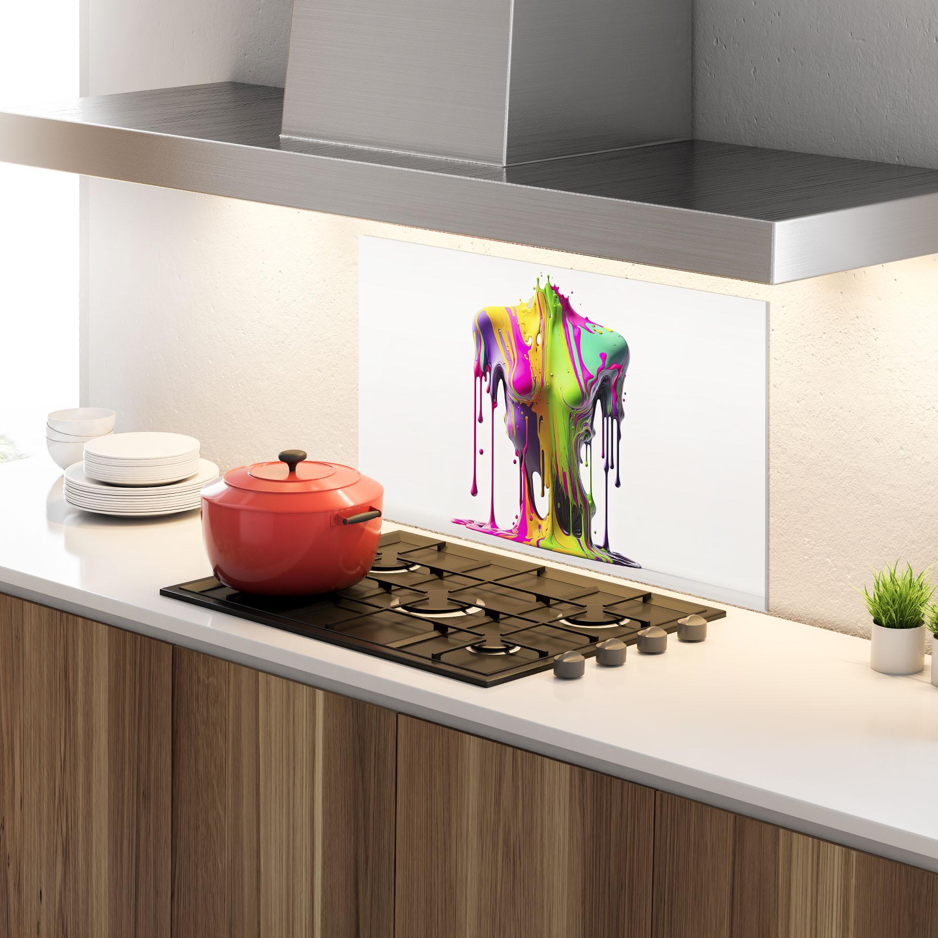 Küchenrückwand Glas Colorful Body mockup 4