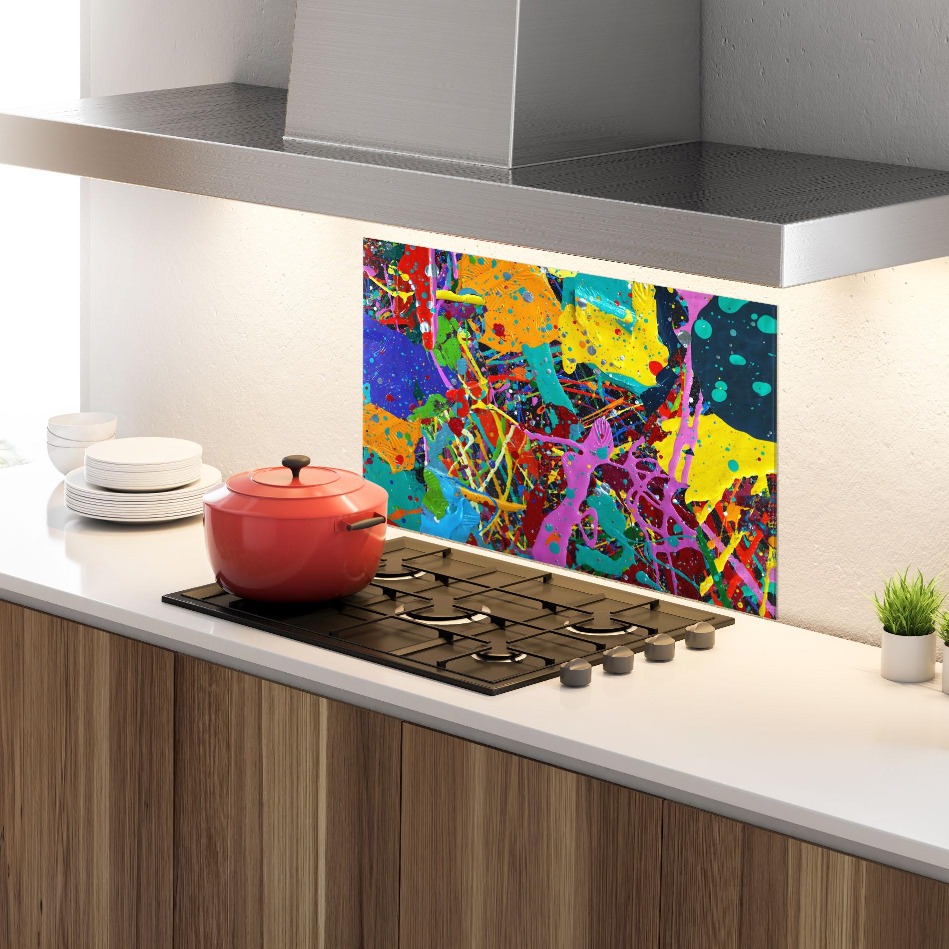 Küchenrückwand Glas Dark Panorama mockup 4