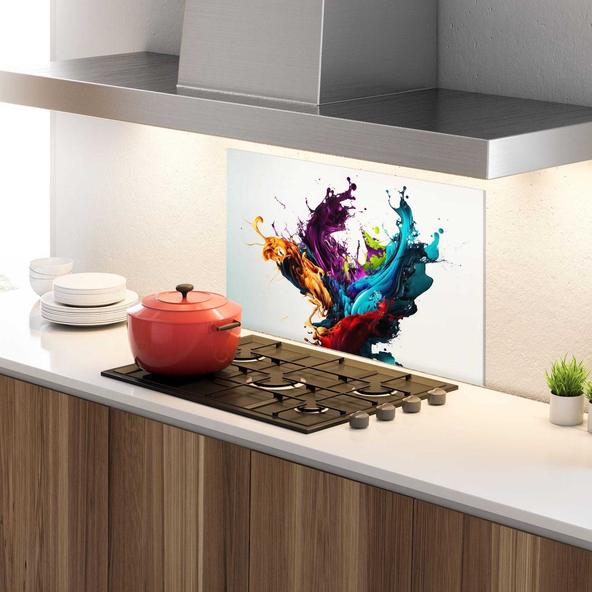 Küchenrückwand Glas Dark Purple Splash mockup 4