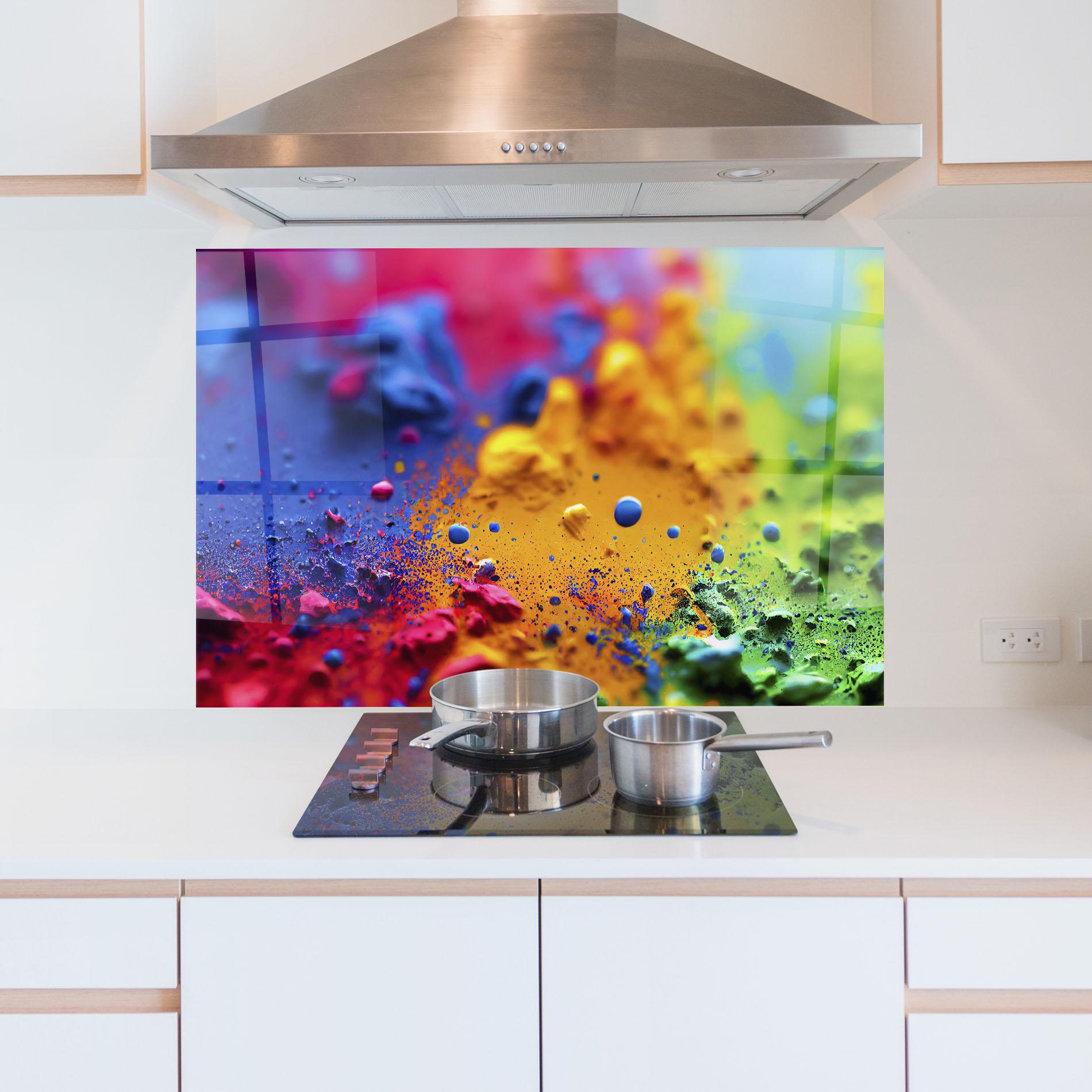 Küchenrückwand Glas Acrylic Yellow Texture mockup 5