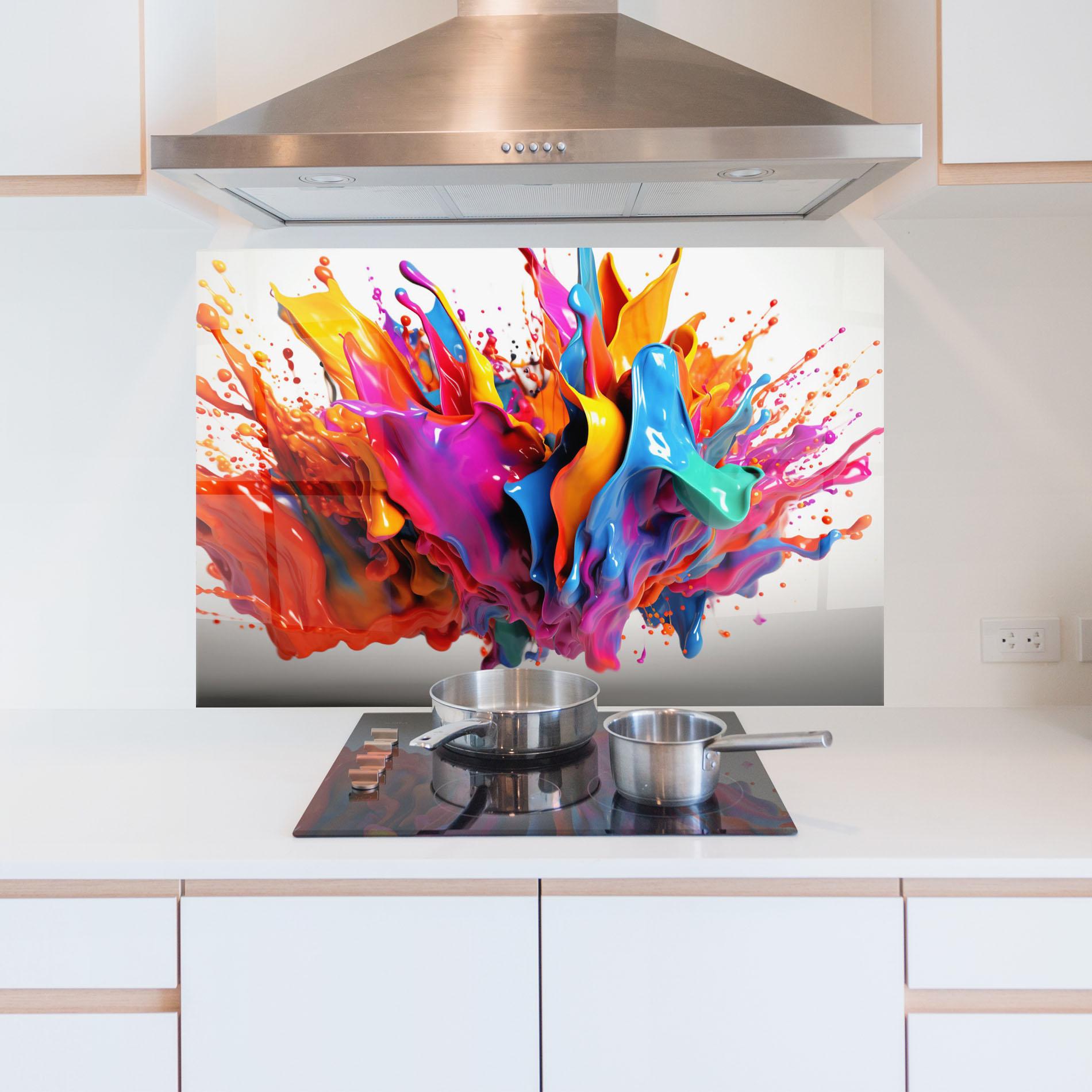 Küchenrückwand Glas Blue Yellow Splash mockup 5