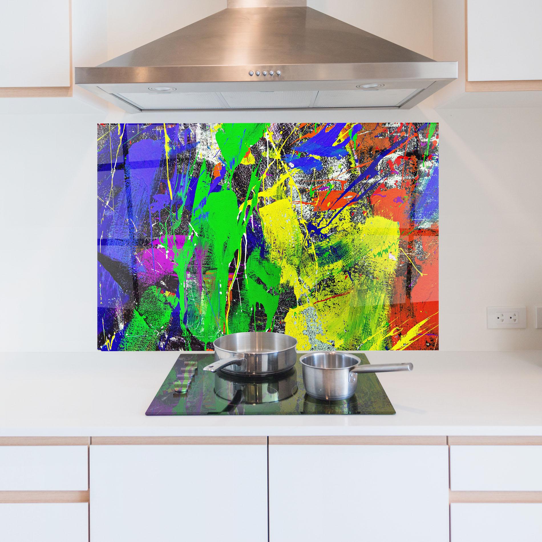 Küchenrückwand Glas Color Mix Abstract mockup 5