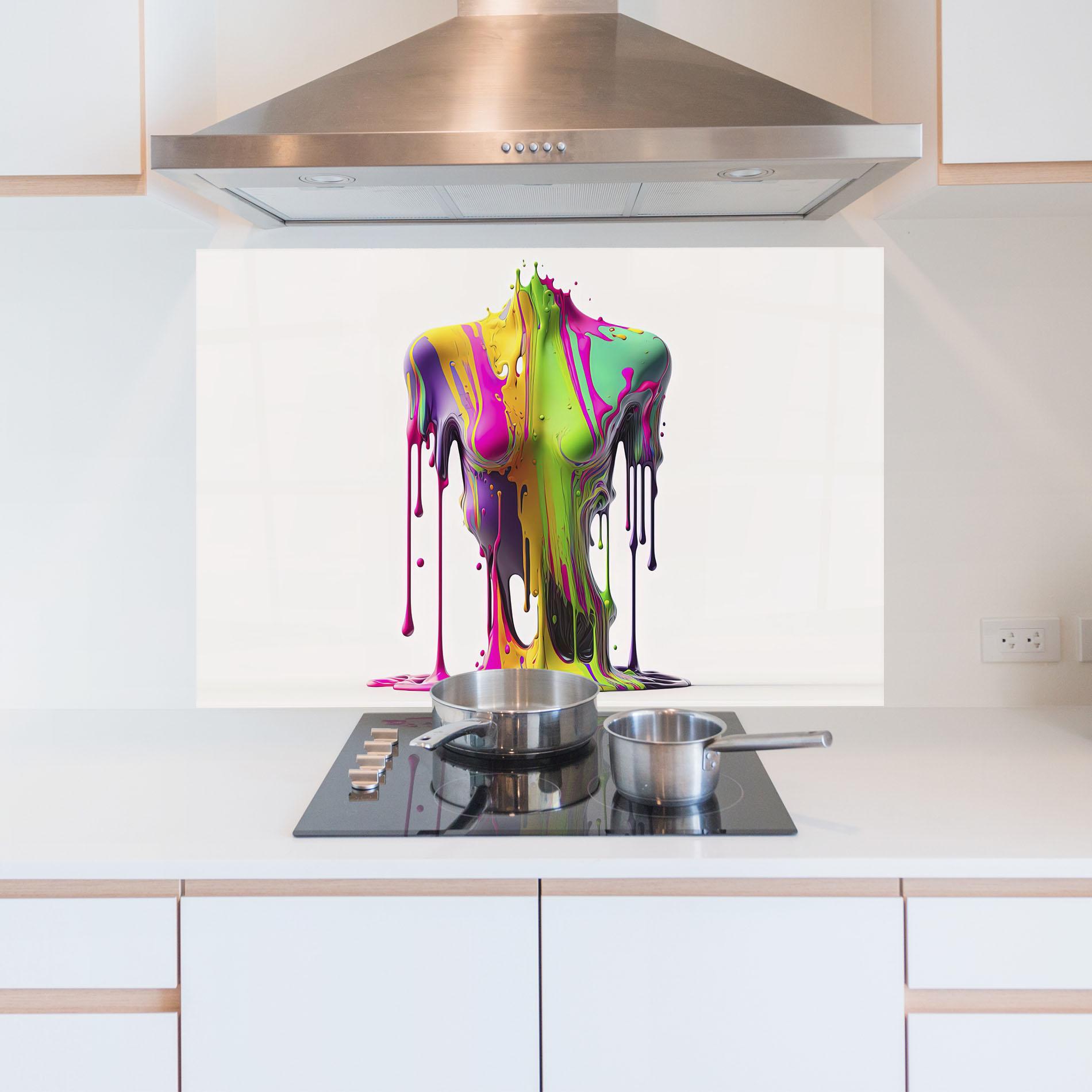 Küchenrückwand Glas Colorful Body mockup 5