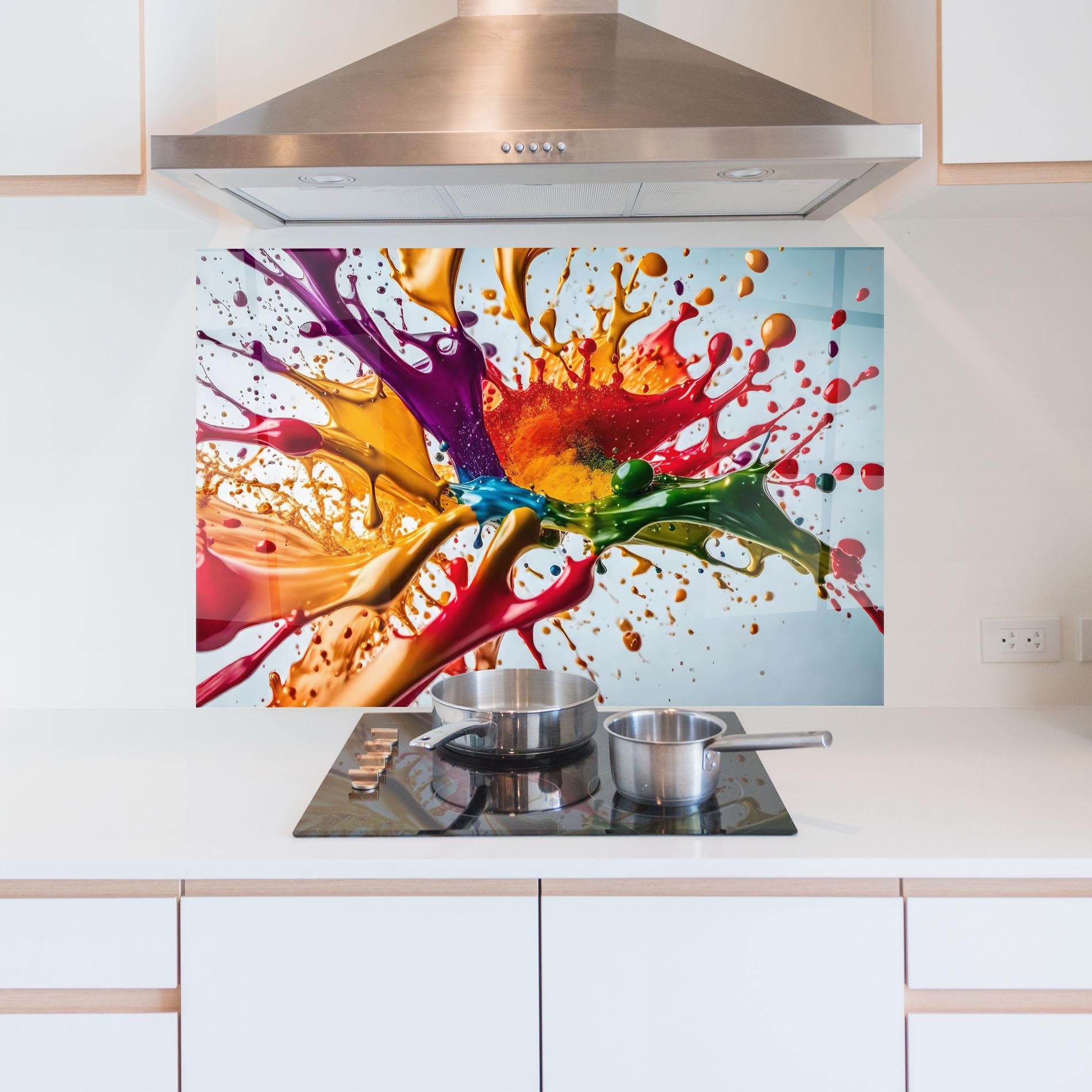 Küchenrückwand Glas Colorful Yellow Rainbow mockup 5