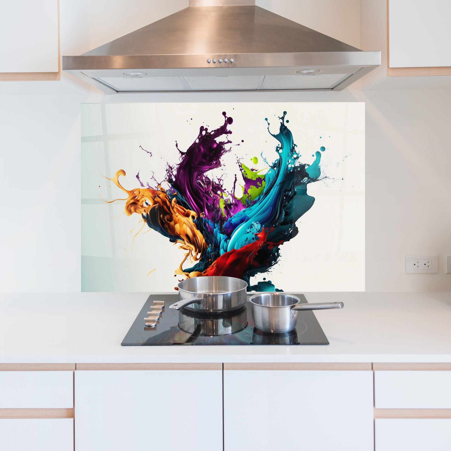 Küchenrückwand Glas Dark Purple Splash mockup 5