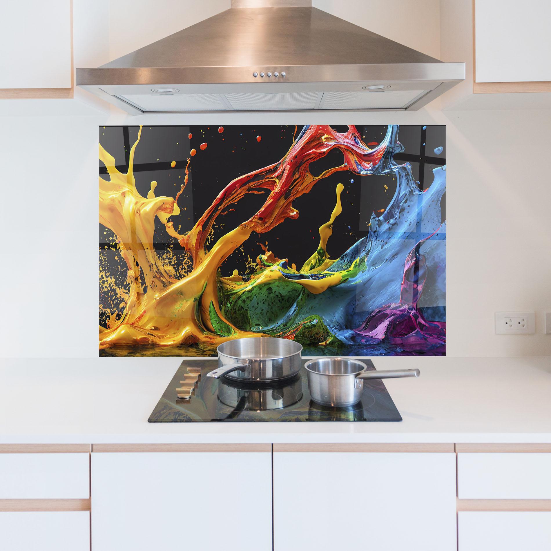 Küchenrückwand Glas Floating Yellow Splay mockup 5