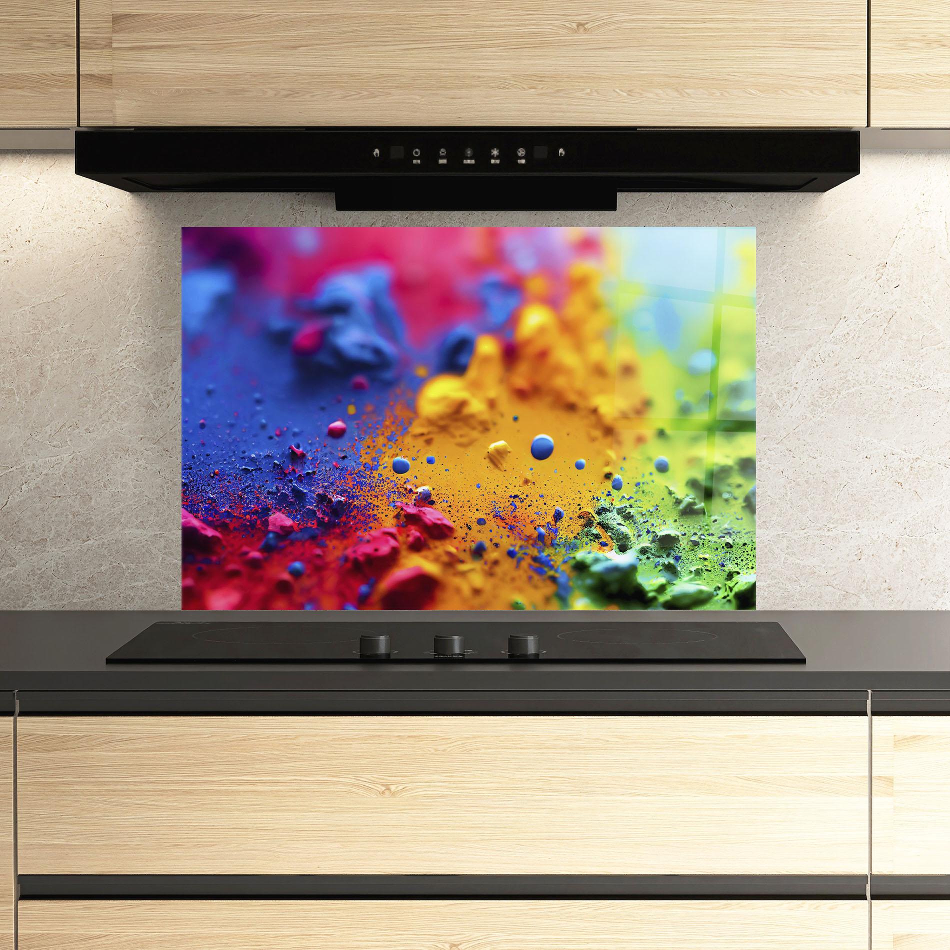 Küchenrückwand Glas Acrylic Yellow Texture mockup 3