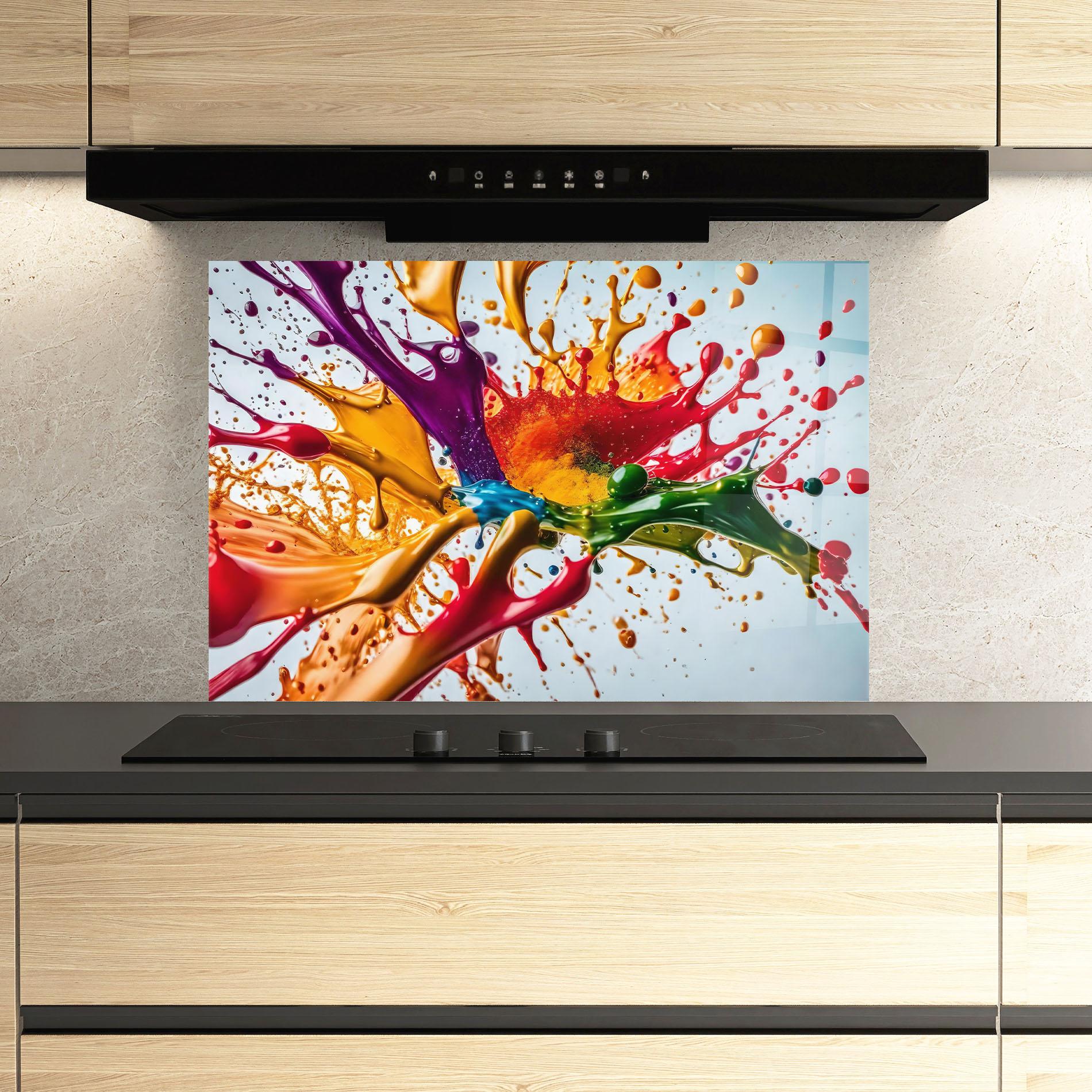 Küchenrückwand Glas Colorful Yellow Rainbow mockup 3