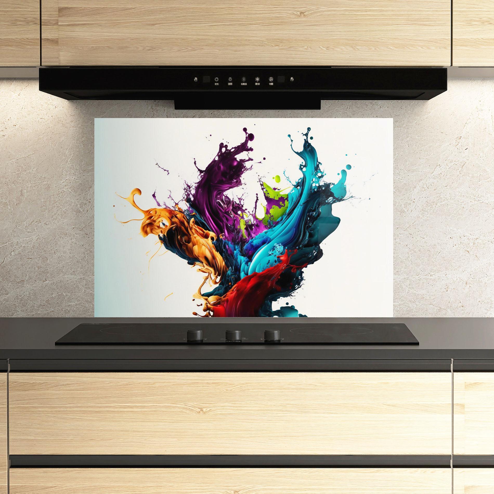 Küchenrückwand Glas Dark Purple Splash mockup 3