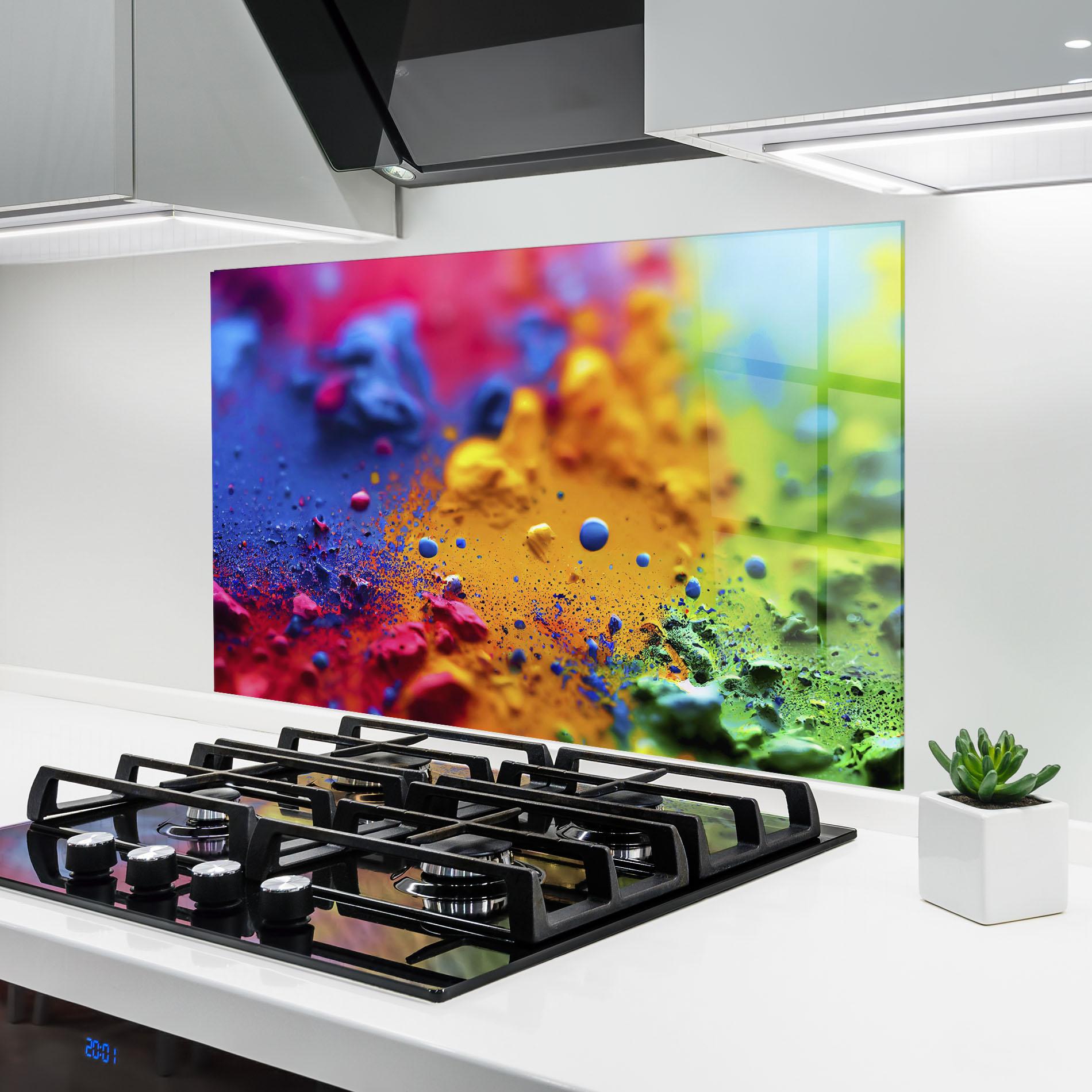 Küchenrückwand Glas Acrylic Yellow Texture mockup 6