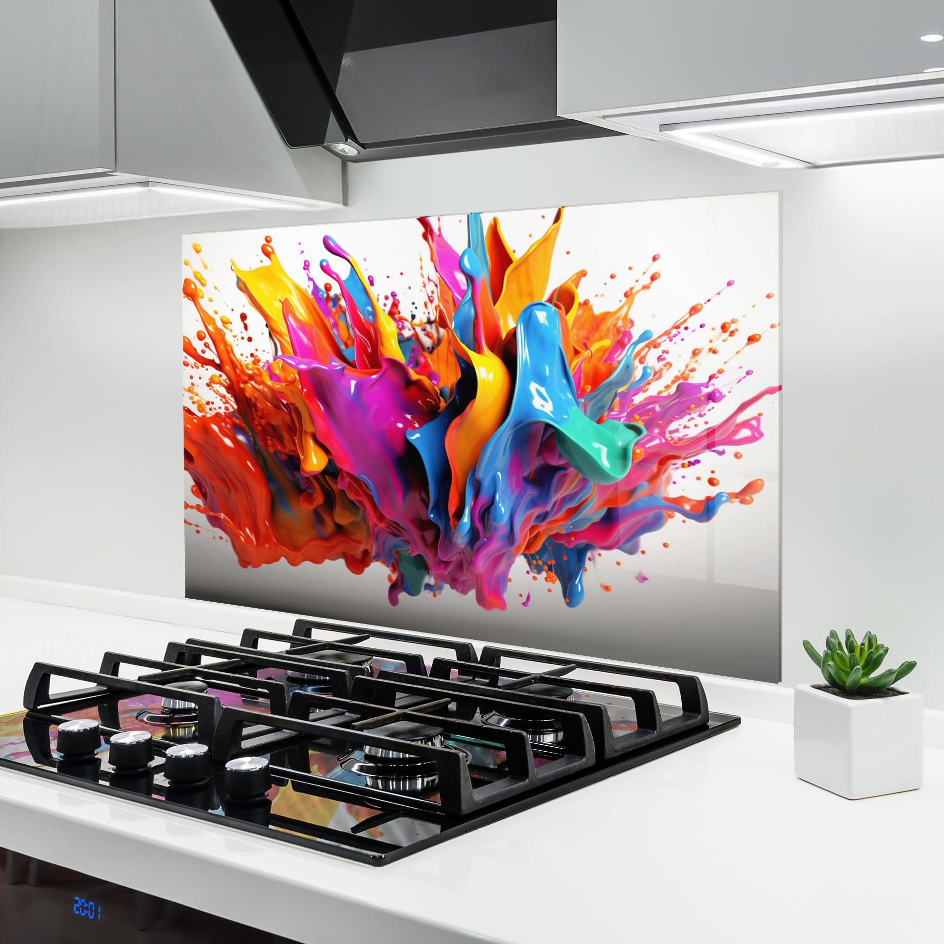 Küchenrückwand Glas Blue Yellow Splash mockup 6