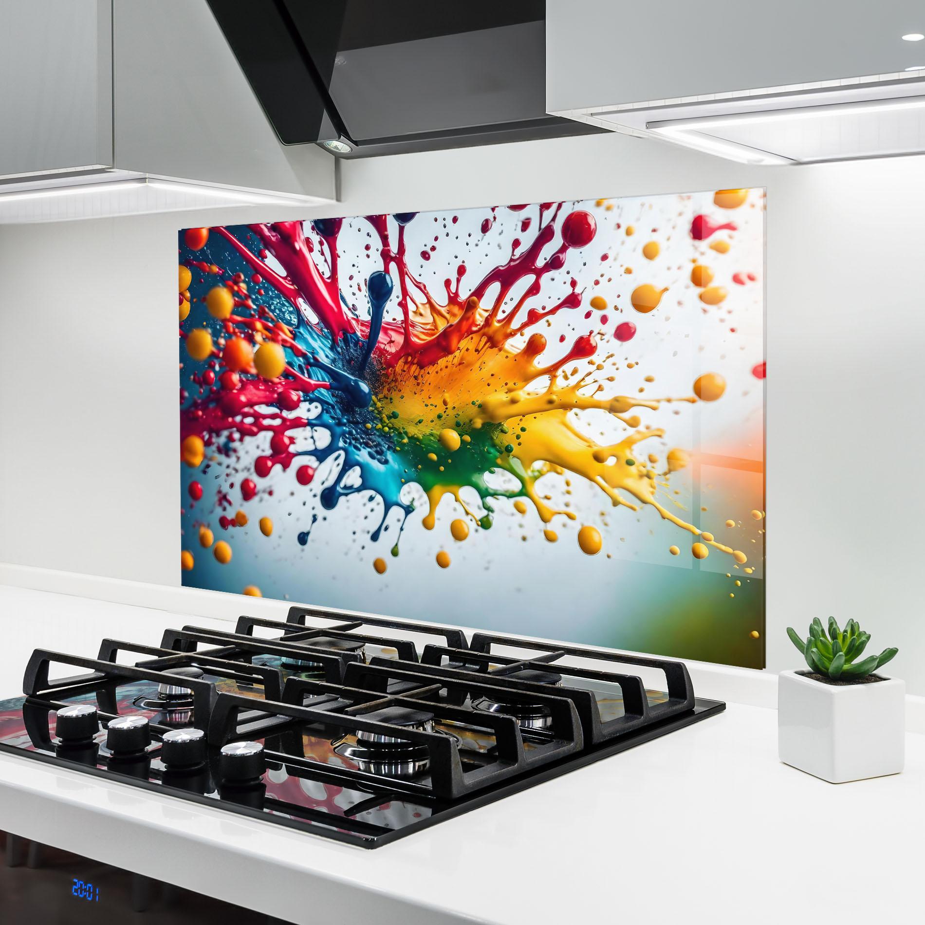 Küchenrückwand Glas Colorful Splash Rainbow mockup 6