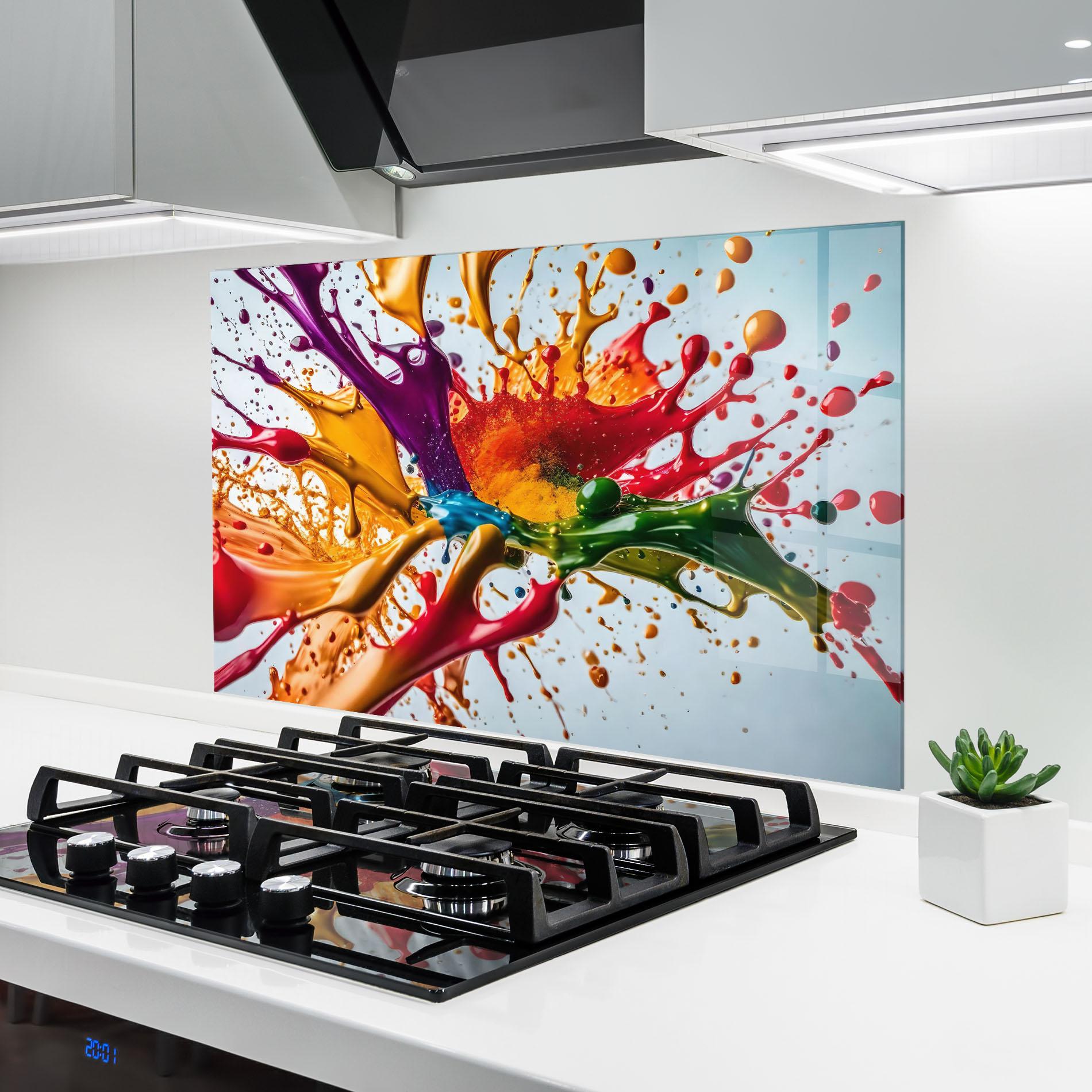 Küchenrückwand Glas Colorful Yellow Rainbow mockup 6