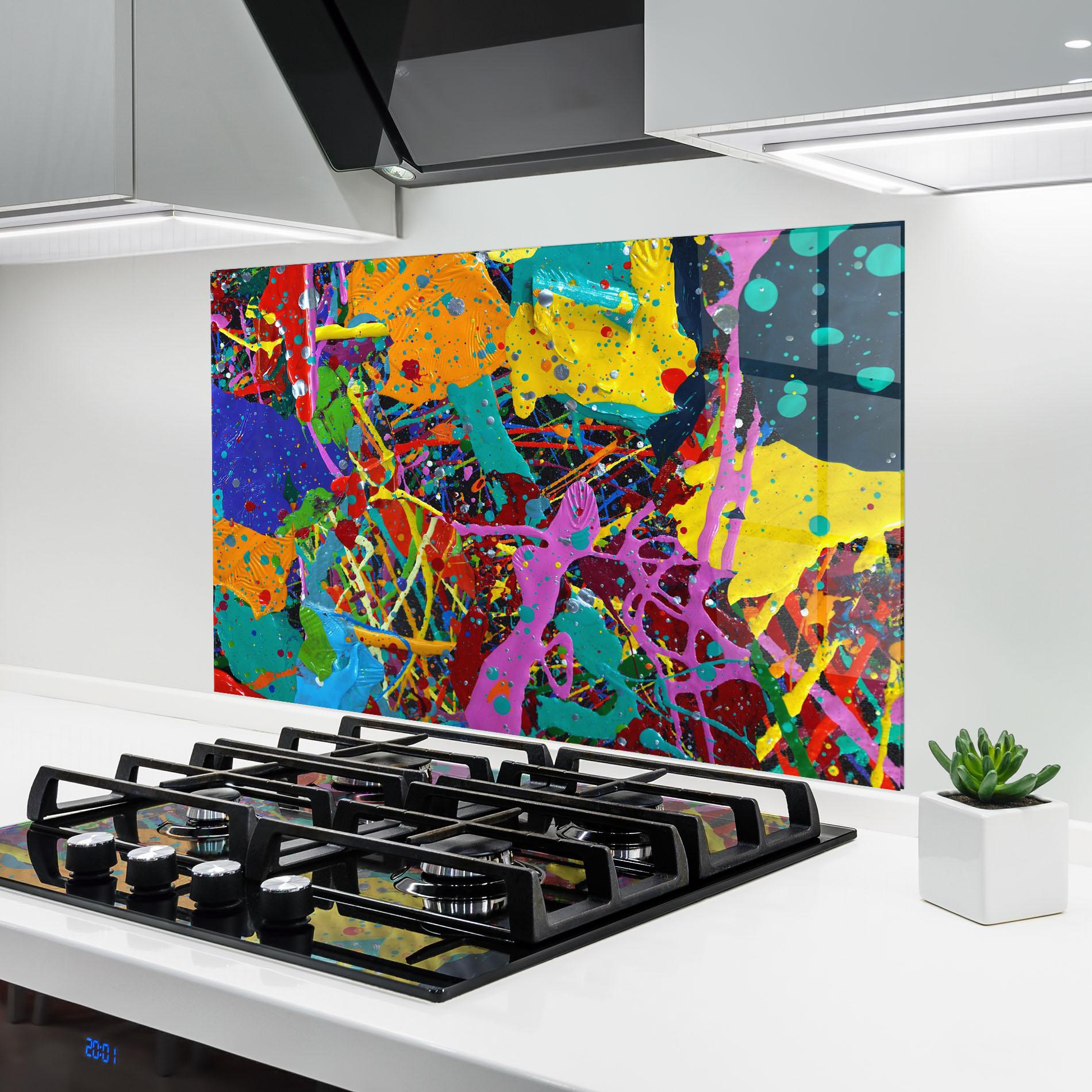 Küchenrückwand Glas Dark Panorama mockup 6