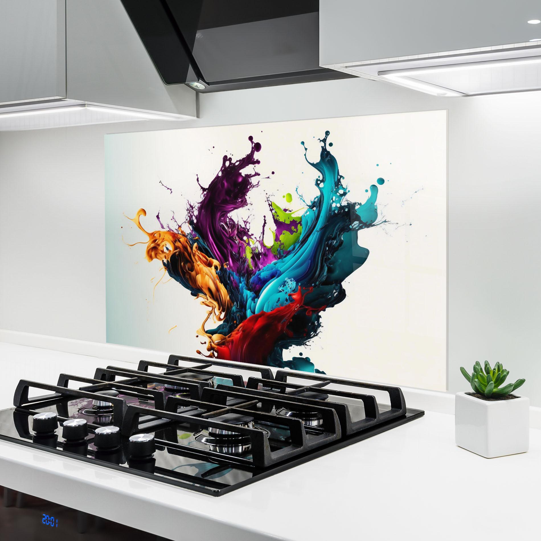 Küchenrückwand Glas Dark Purple Splash mockup 6