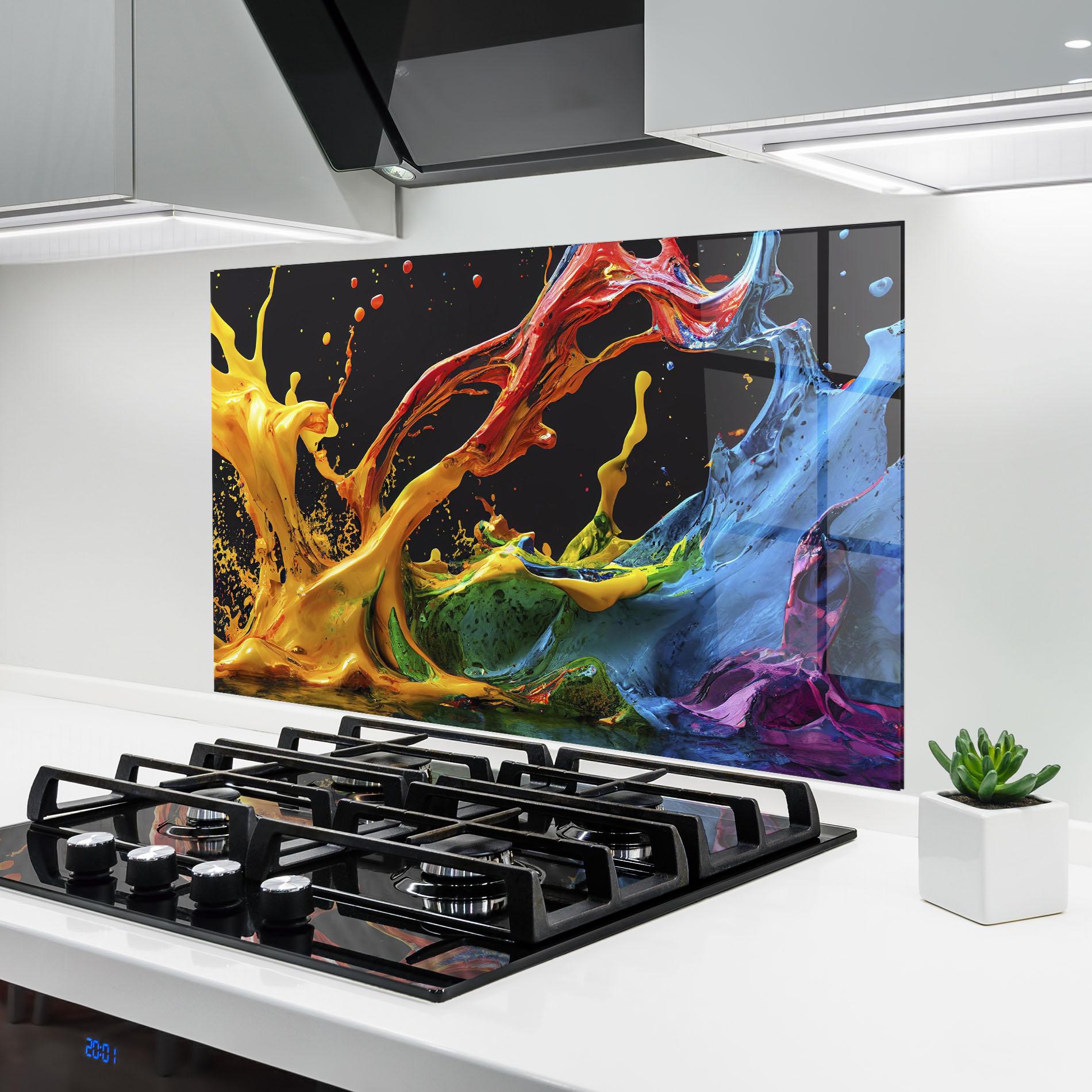 Küchenrückwand Glas Floating Yellow Splay mockup 6