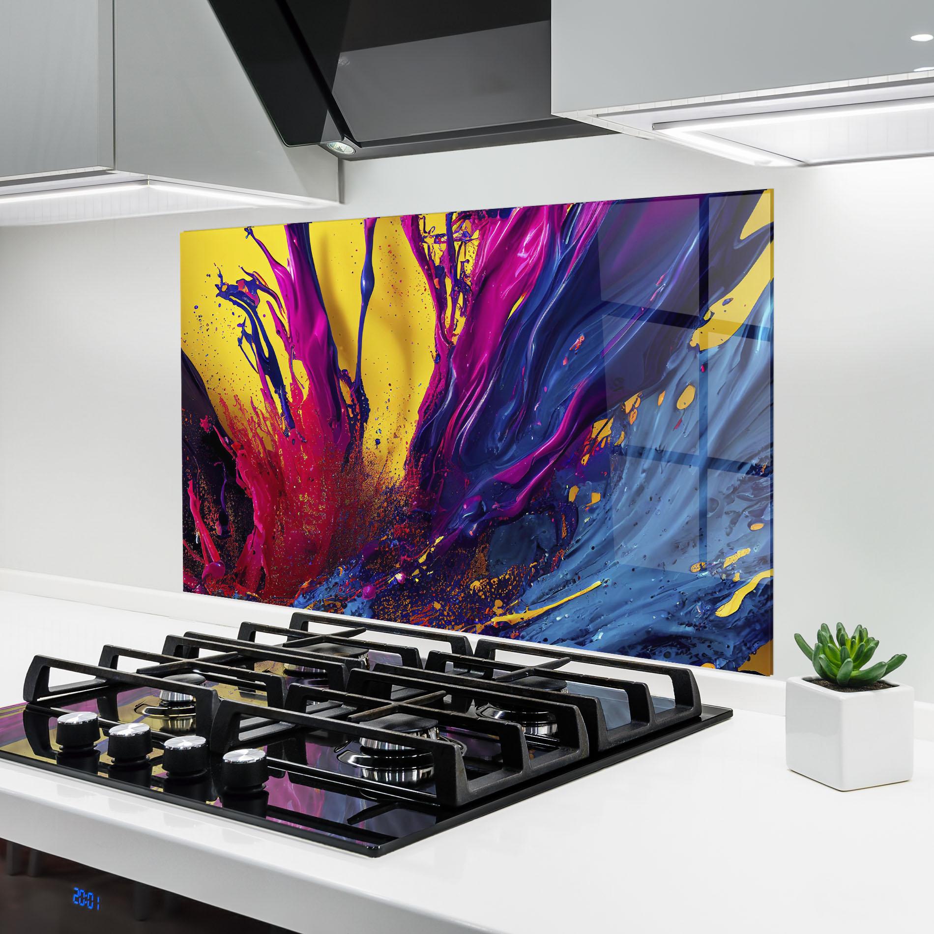 Küchenrückwand Glas Purple And Blue Splash mockup 6