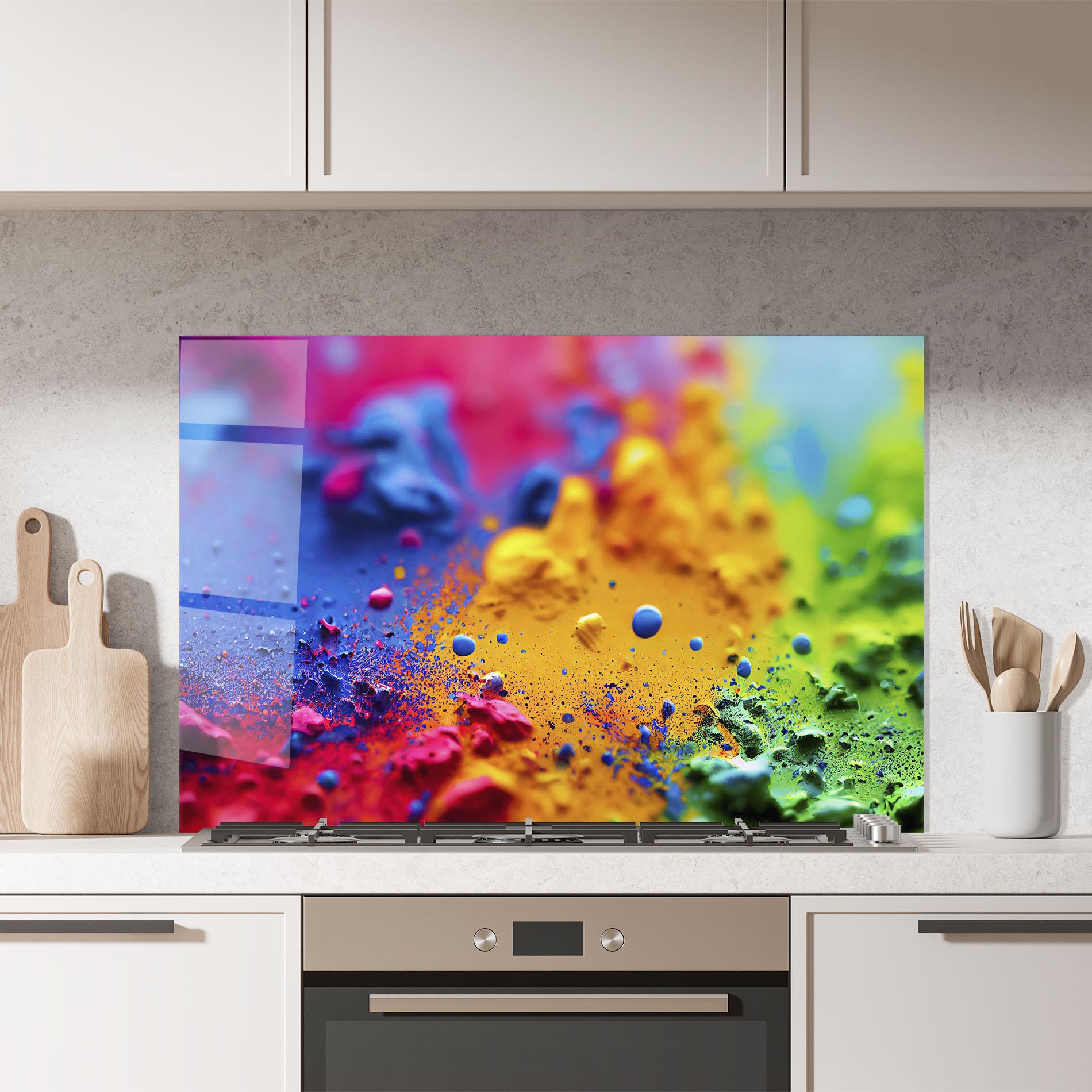 Küchenrückwand Glas Acrylic Yellow Texture mockup 7