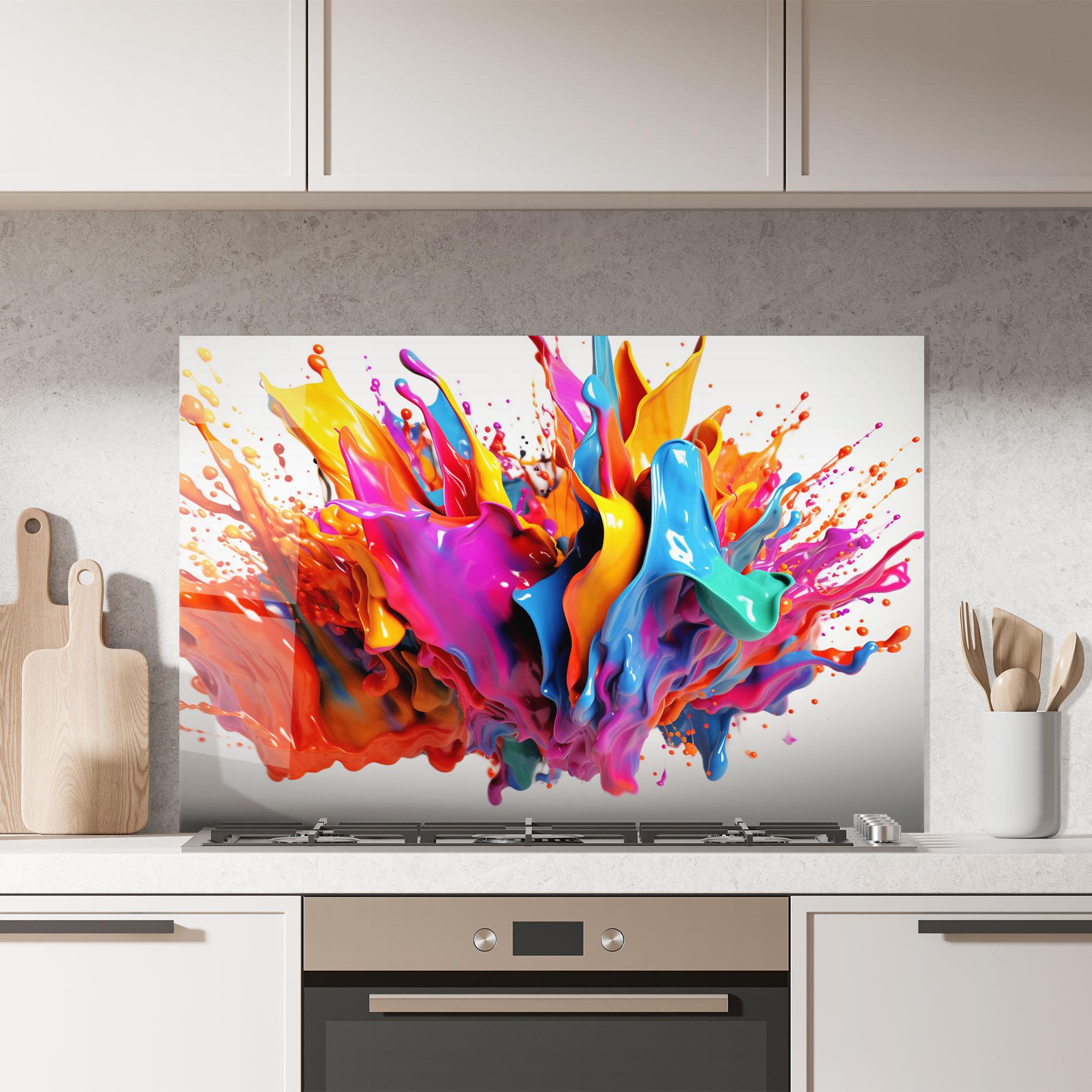 Küchenrückwand Glas Blue Yellow Splash mockup 7