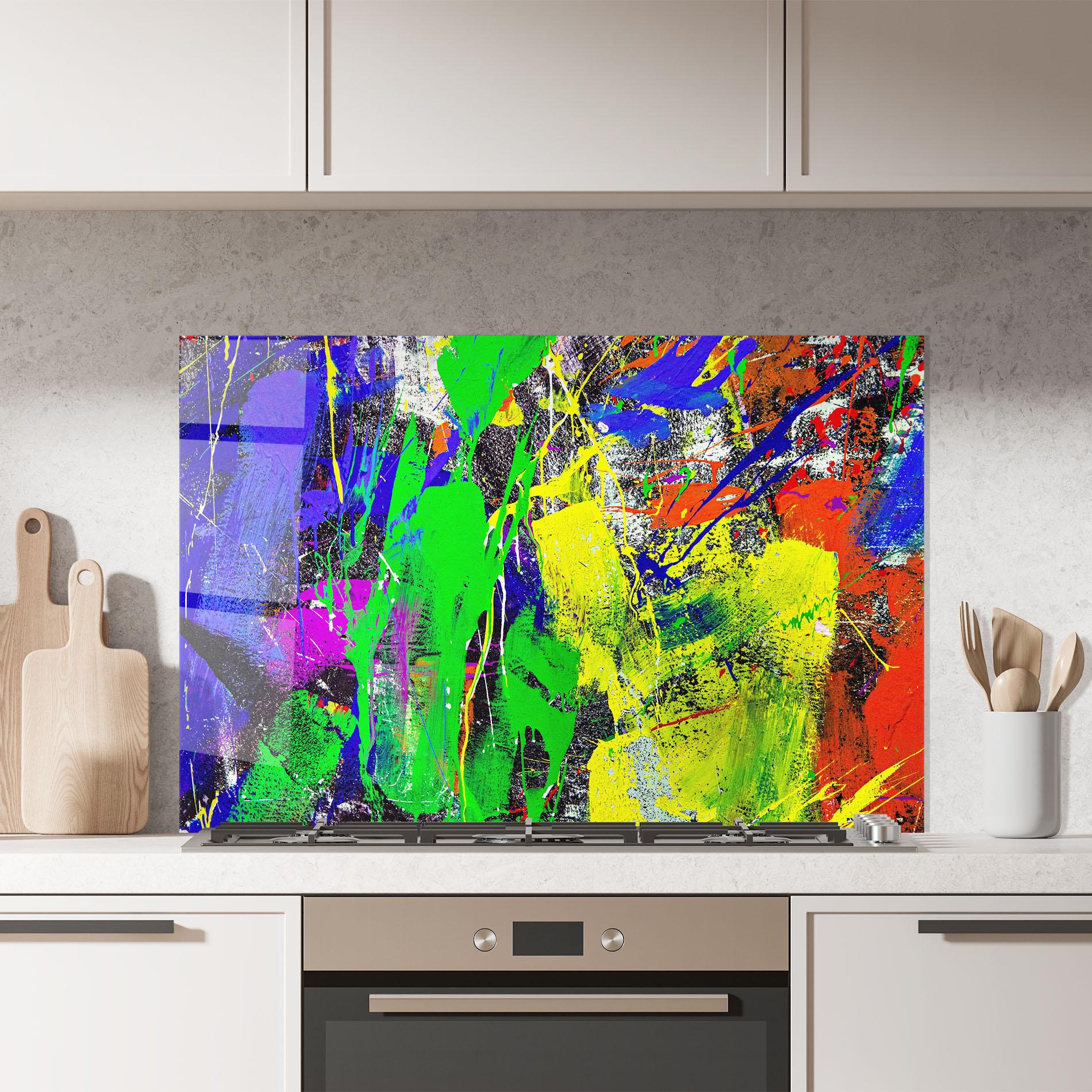 Küchenrückwand Glas Color Mix Abstract mockup 7