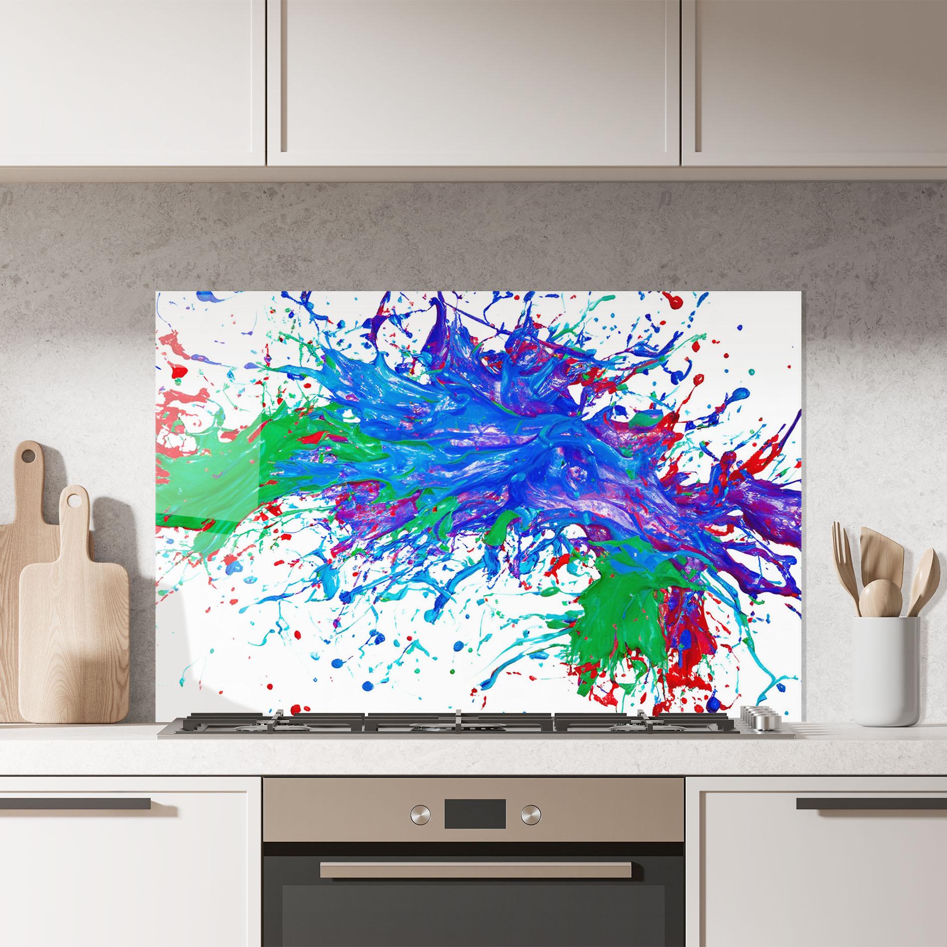 Küchenrückwand Glas Colorful Blue Purple mockup 7