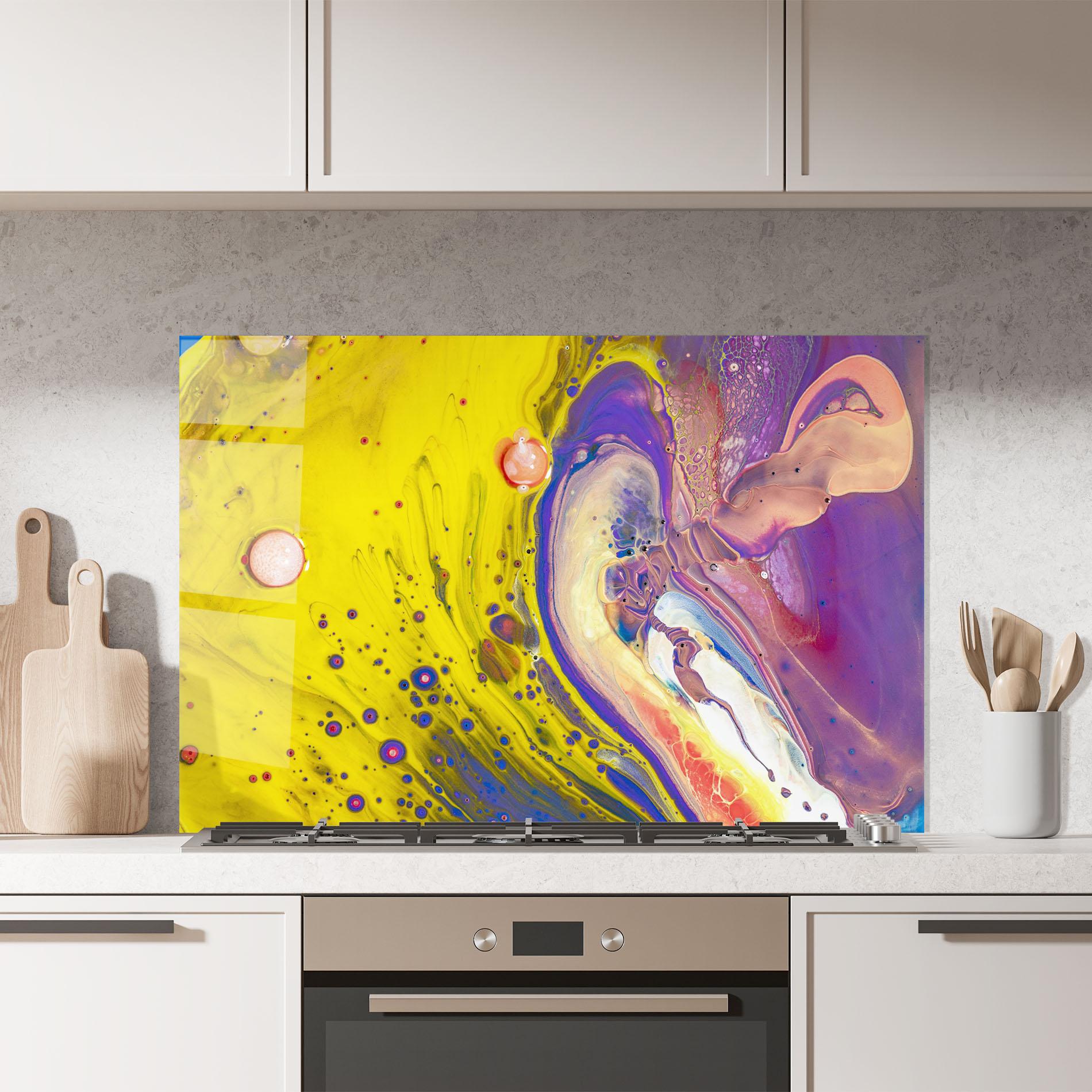 Küchenrückwand Glas Colorful Liquid Marble mockup 7
