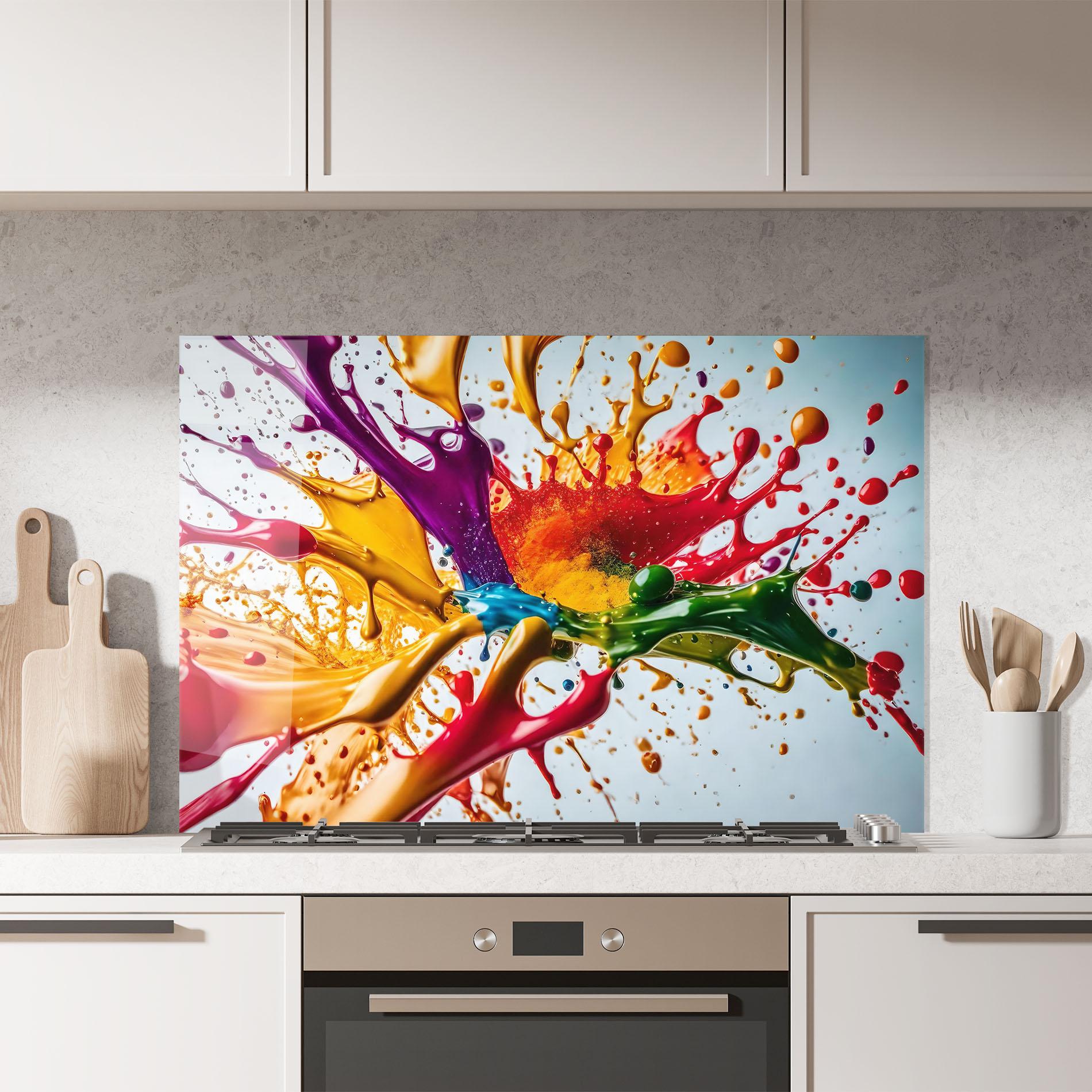 Küchenrückwand Glas Colorful Yellow Rainbow mockup 7