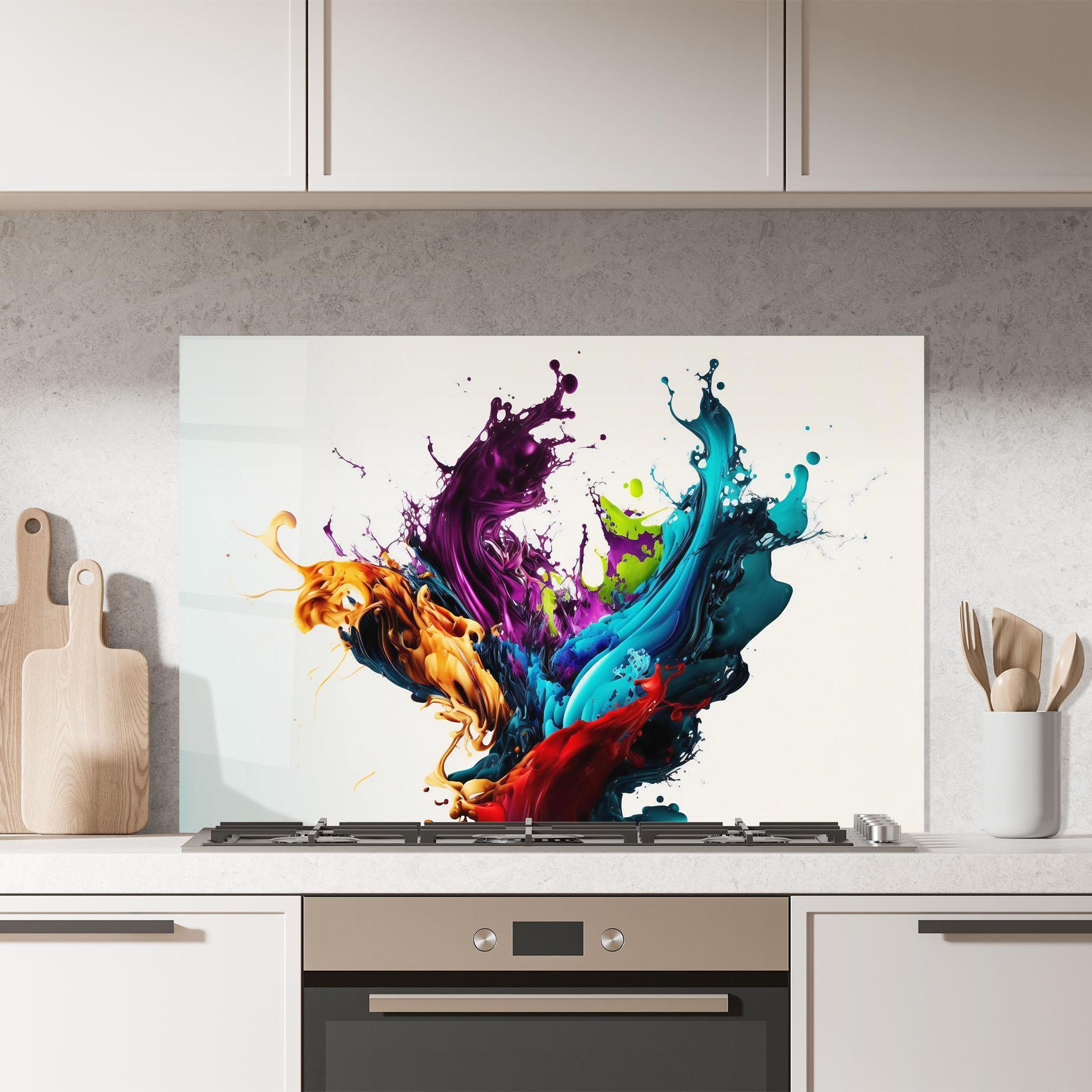 Küchenrückwand Glas Dark Purple Splash mockup 7