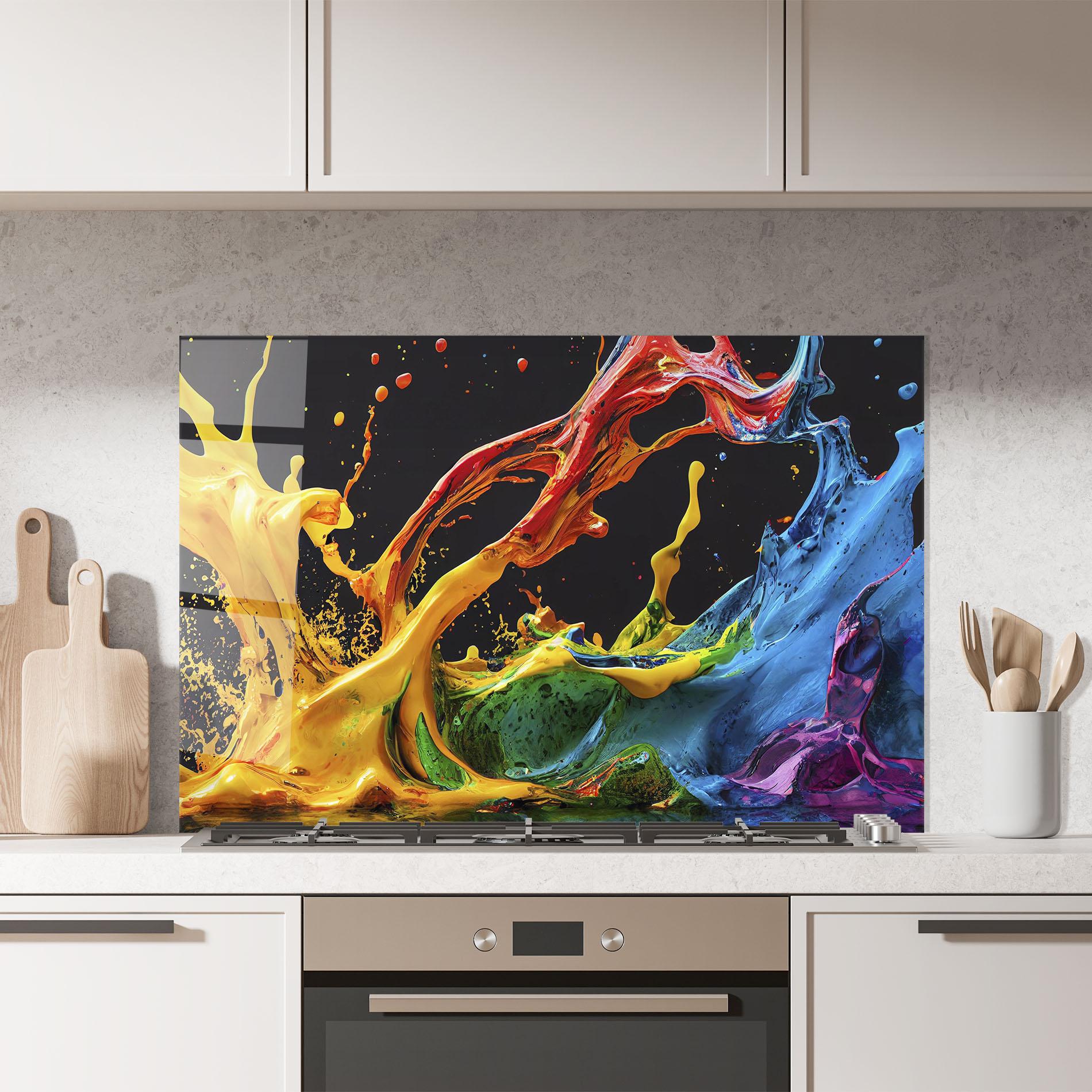 Küchenrückwand Glas Floating Yellow Splay mockup 7