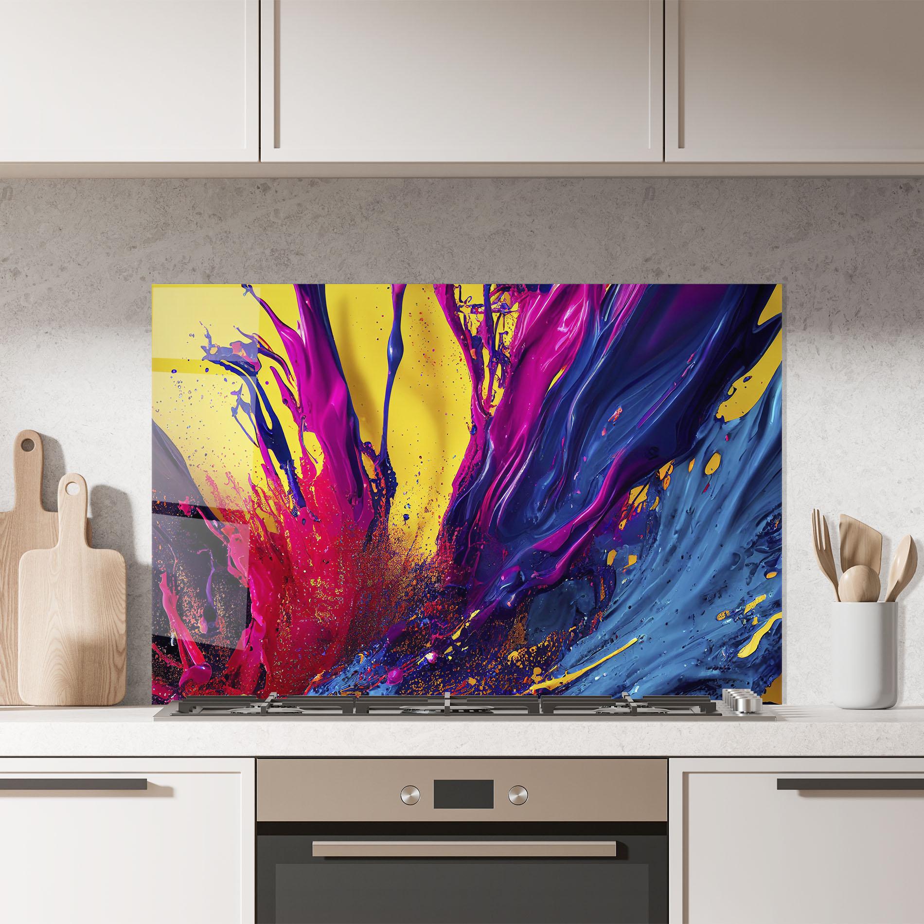 Küchenrückwand Glas Purple And Blue Splash mockup 7