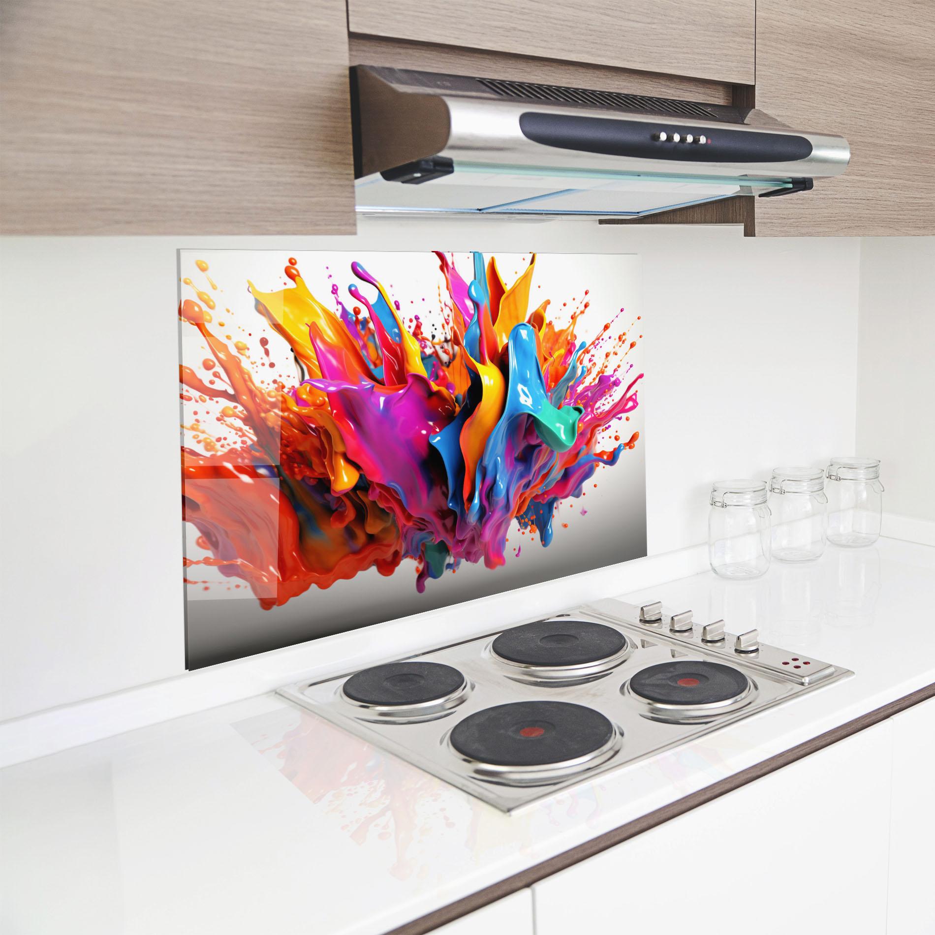 Küchenrückwand Glas Blue Yellow Splash mockup 8