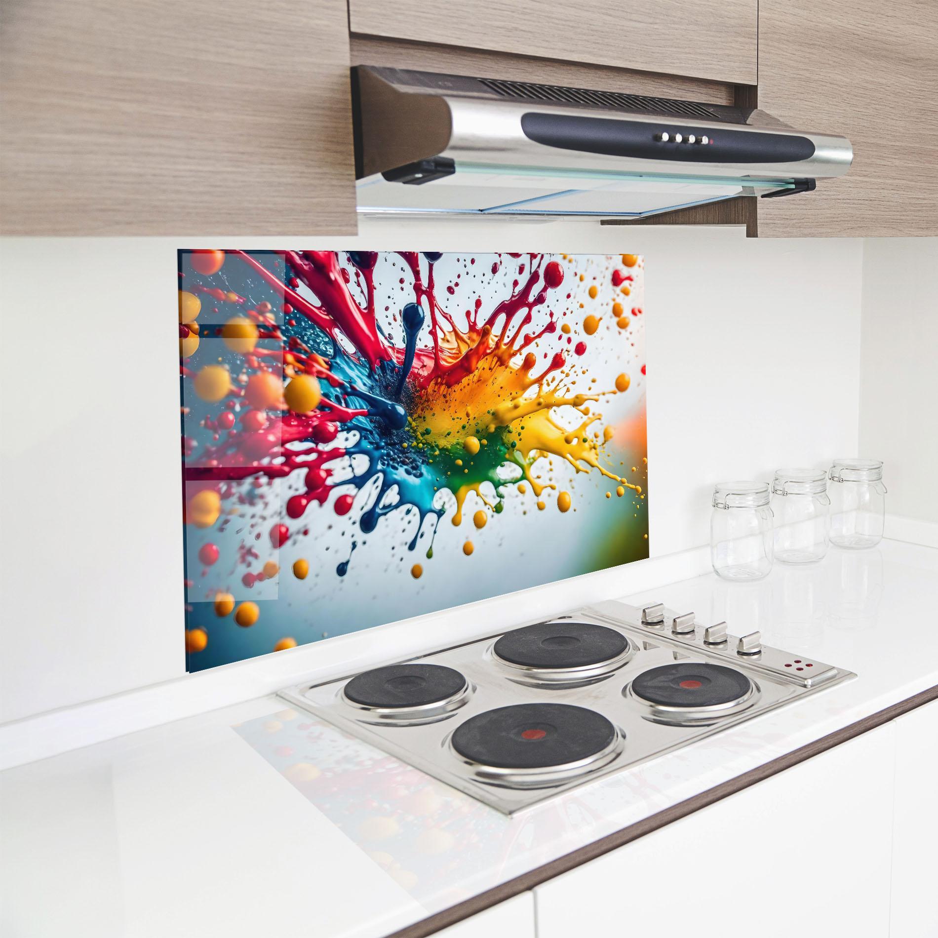 Küchenrückwand Glas Colorful Splash Rainbow mockup 8